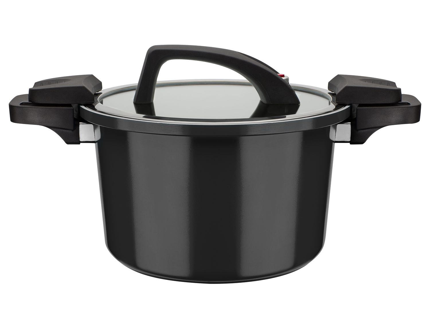 GSW Garnek energooszczędny z pokrywką z zaworem parowym, Ø 24 cm (Czarny)