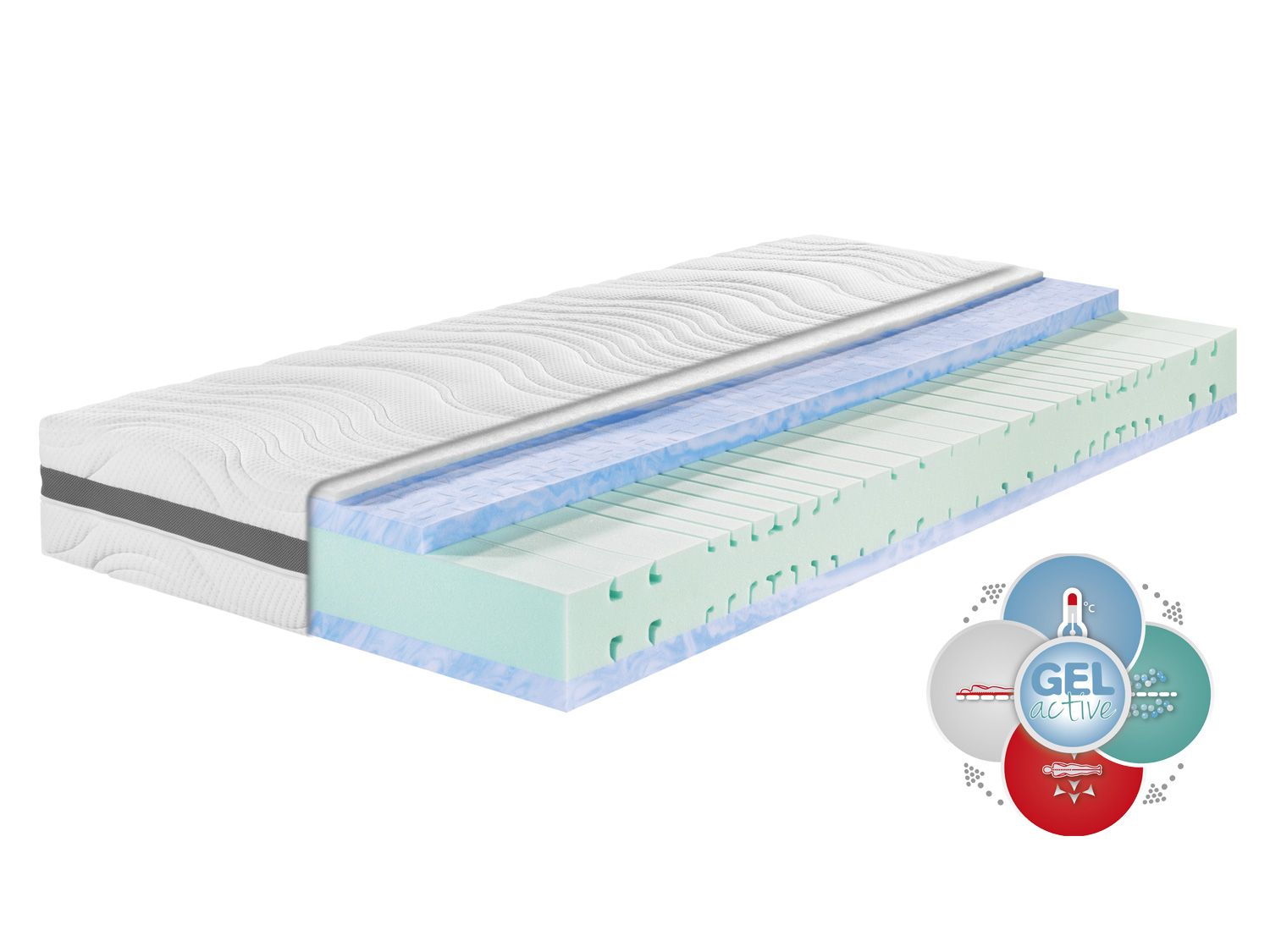 BADENIA TRENDLINE 7-strefowy materac z pianki wysokoelastycznej »BT 320 Plus Gel Active«, strefa komfortu ramion. (H2, 90 x 190 cm)