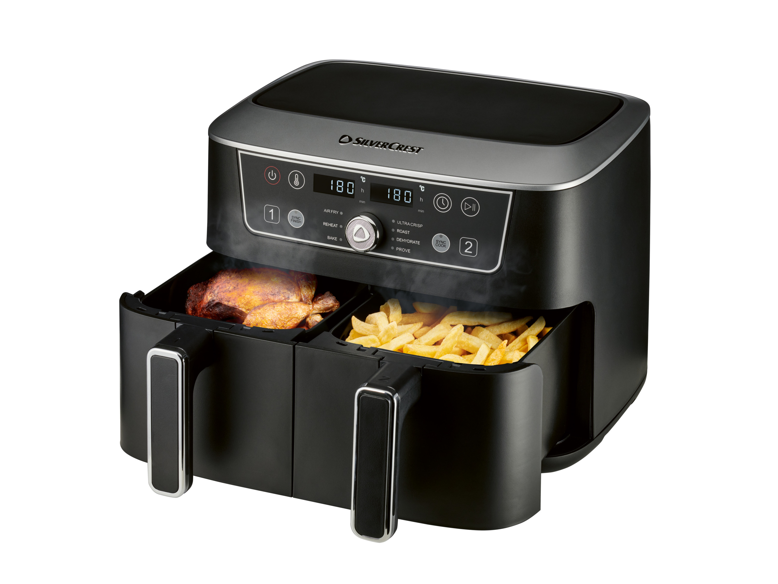 SILVERCREST® Podwójna frytkownica beztłuszczowa air fryer, 2600 W, 8,7 L