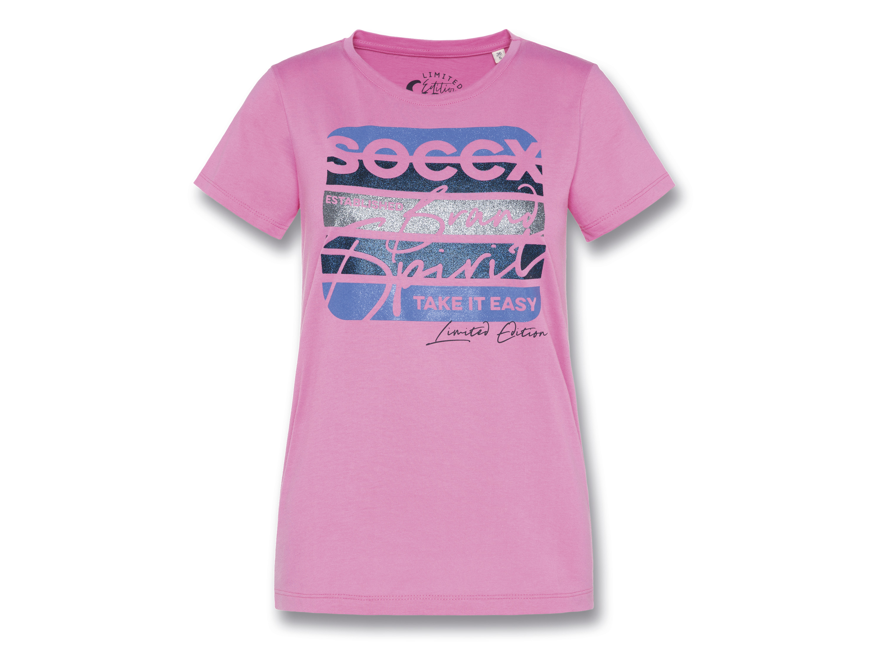SOCCX T-shirt damski z czystej bawełny 