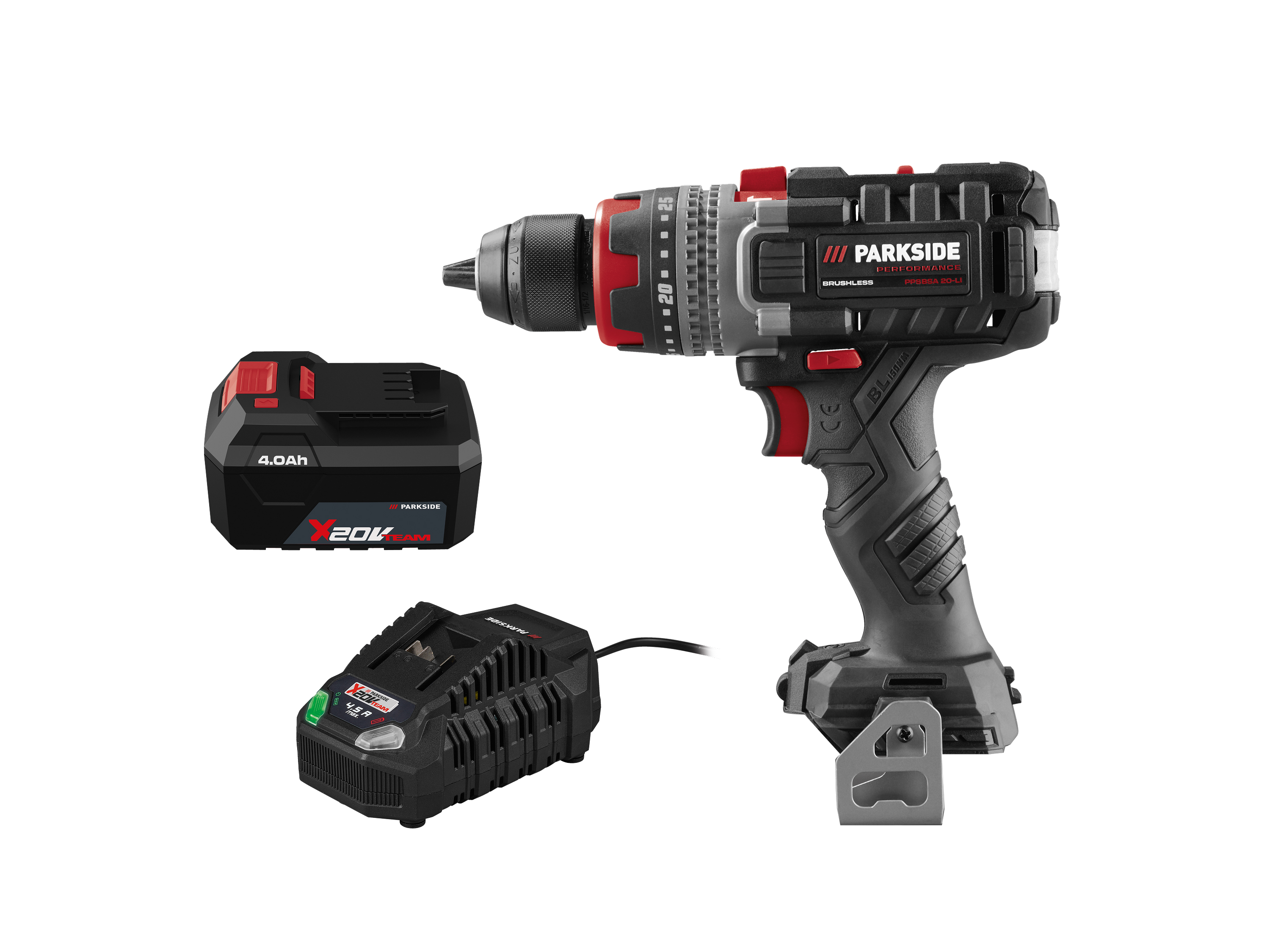 PARKSIDE® Zestaw 20 V: Wiertarkowkrętarka udarowa 150Nm z akumulatorem 4 Ah i ładowarką 120 W