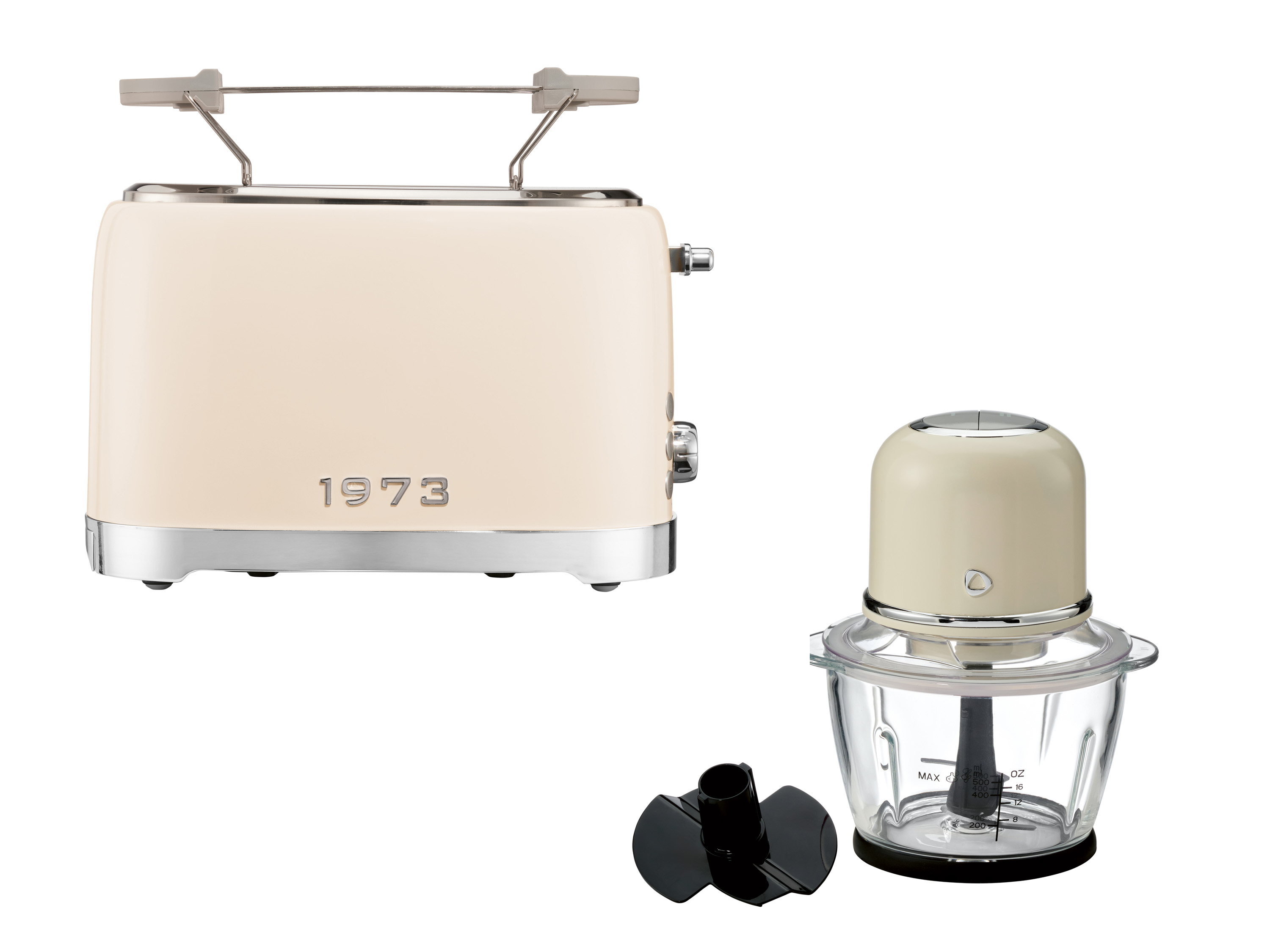 SILVERCREST® Zestaw Retro: Toster dwuszczelinowy 820-980 W i Rozdrabniacz 600 W, kremowy