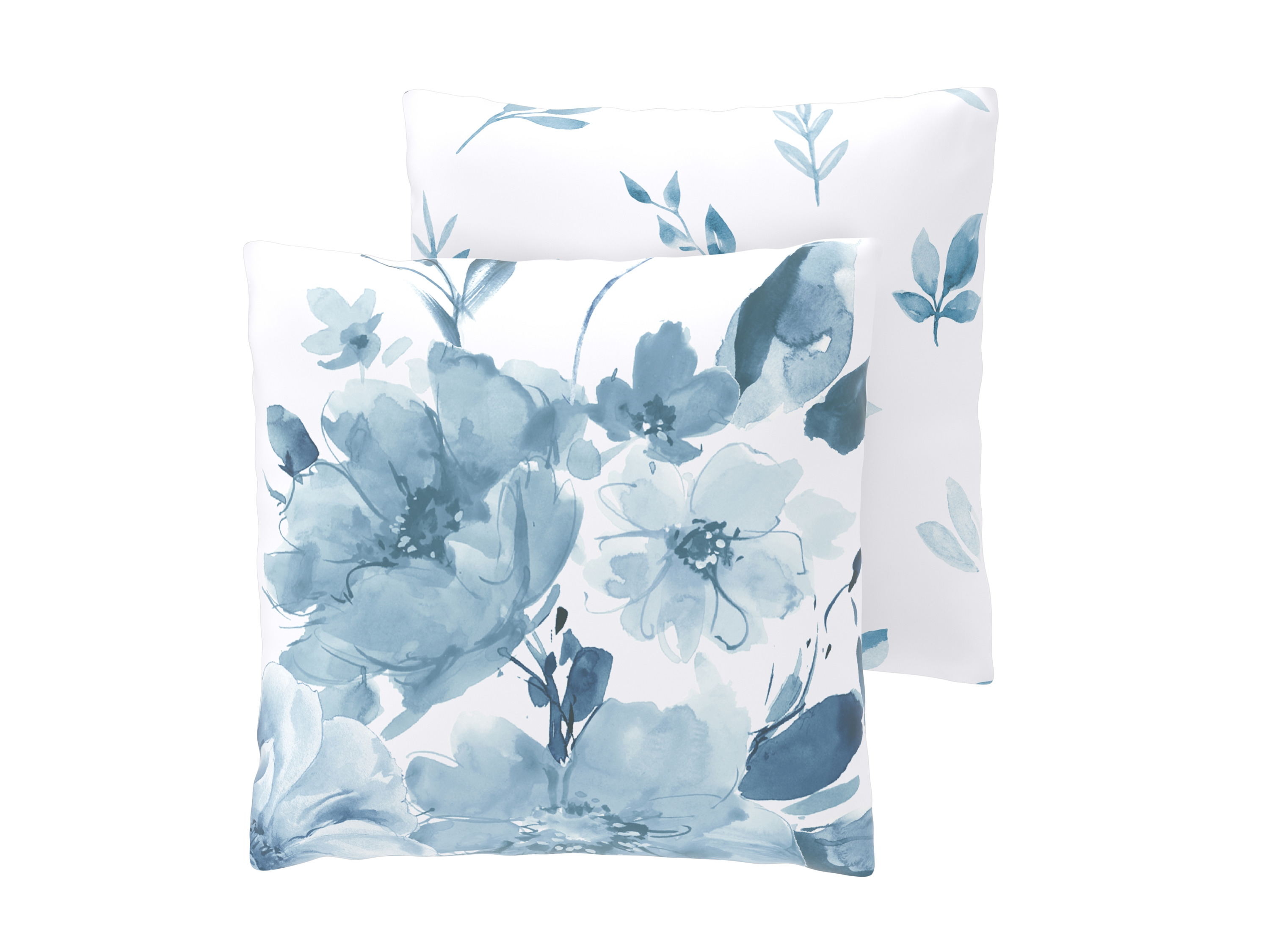 LIVARNO® Poszewki na poduszki z eleganckiej bawełny renforcé, 2 sztuki, 40 x 40 cm (Kwiaty/ biały)