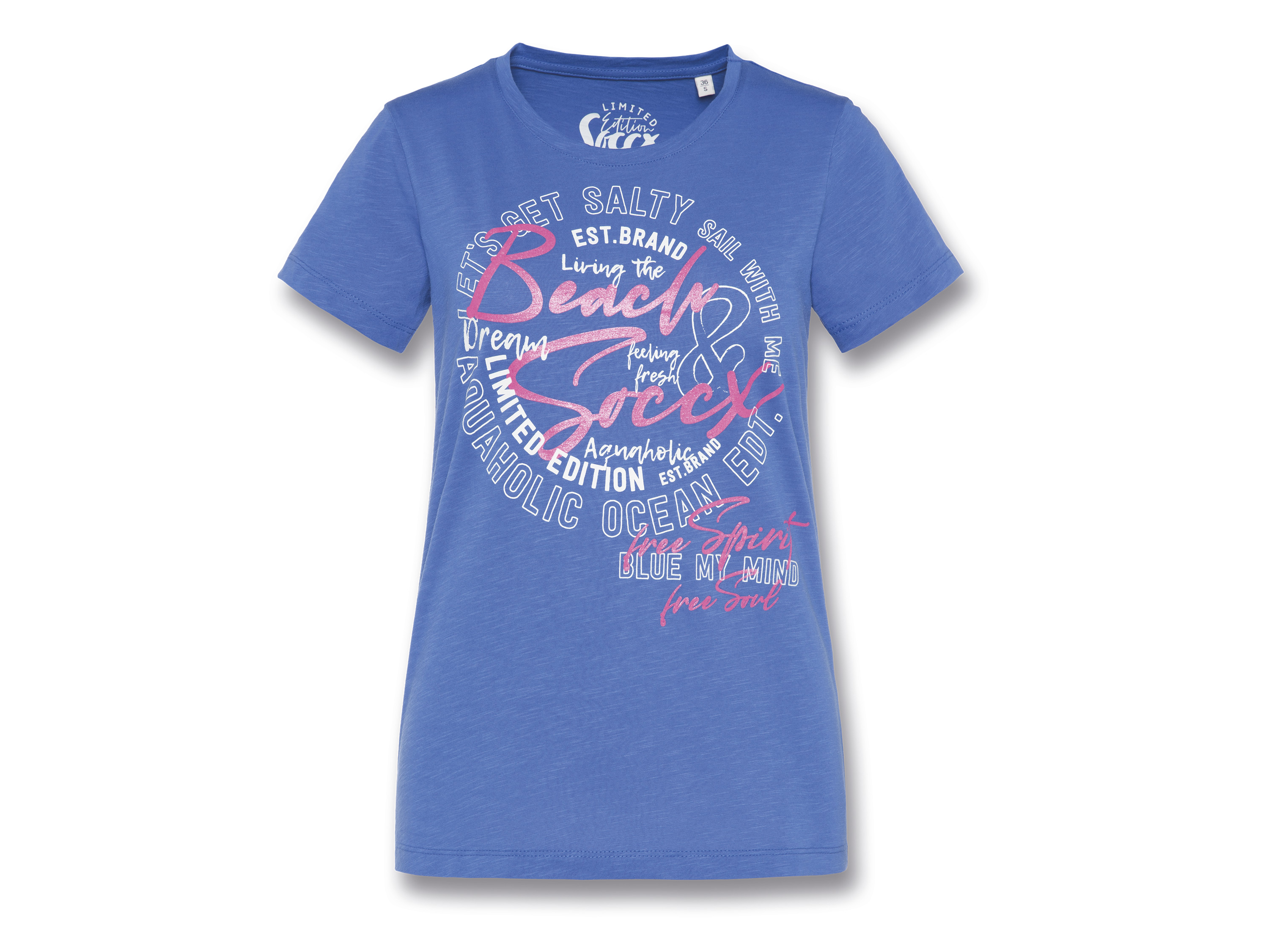 SOCCX T-shirt damski z czystej bawełny 