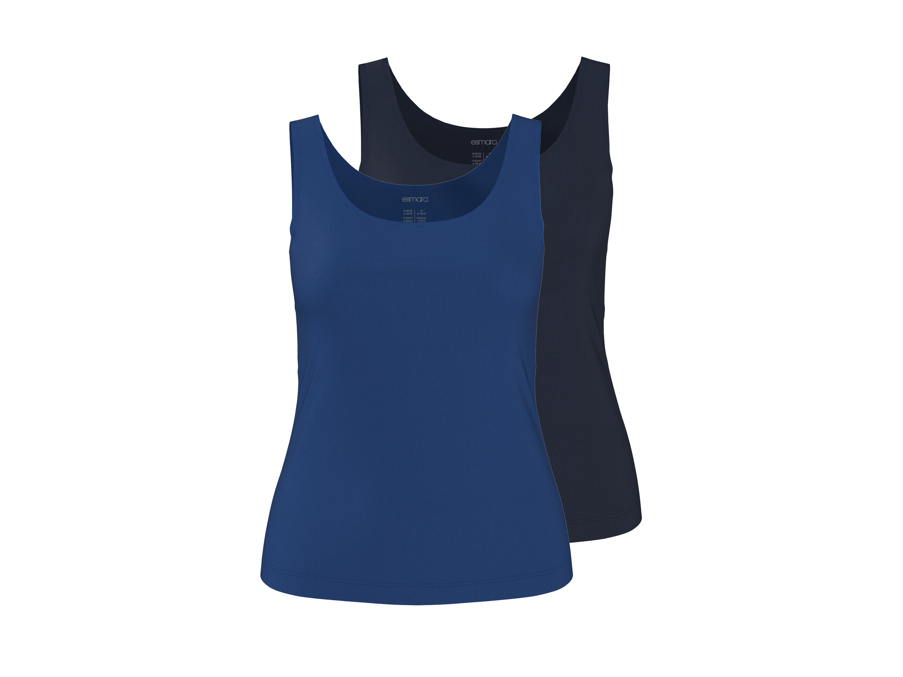 ESMARA® Topy damskie z biobawełny, 2 sztuki 