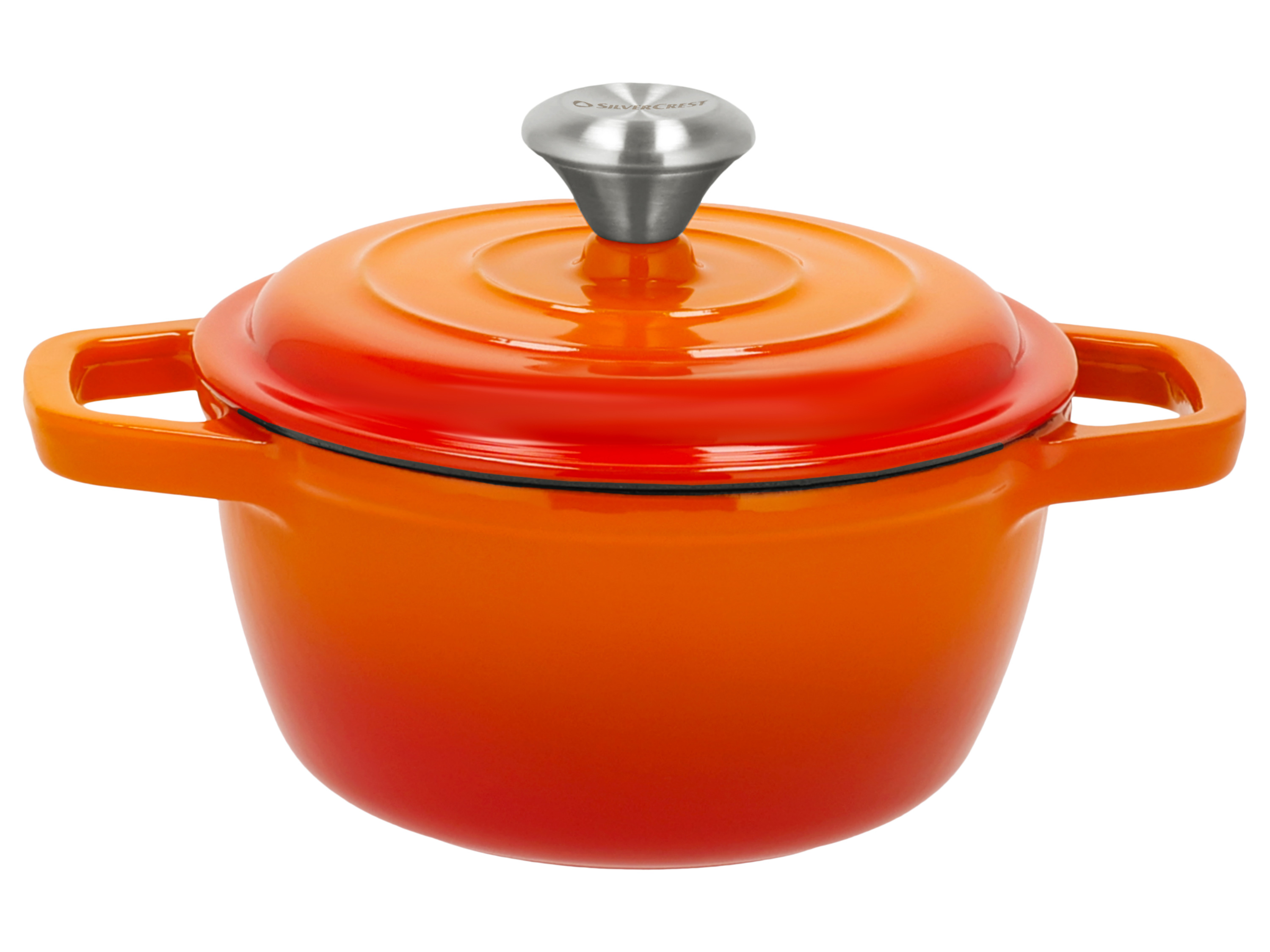 SILVERCREST® Żeliwny garnek premium, Ø 16 cm. (Pomarańczowy)