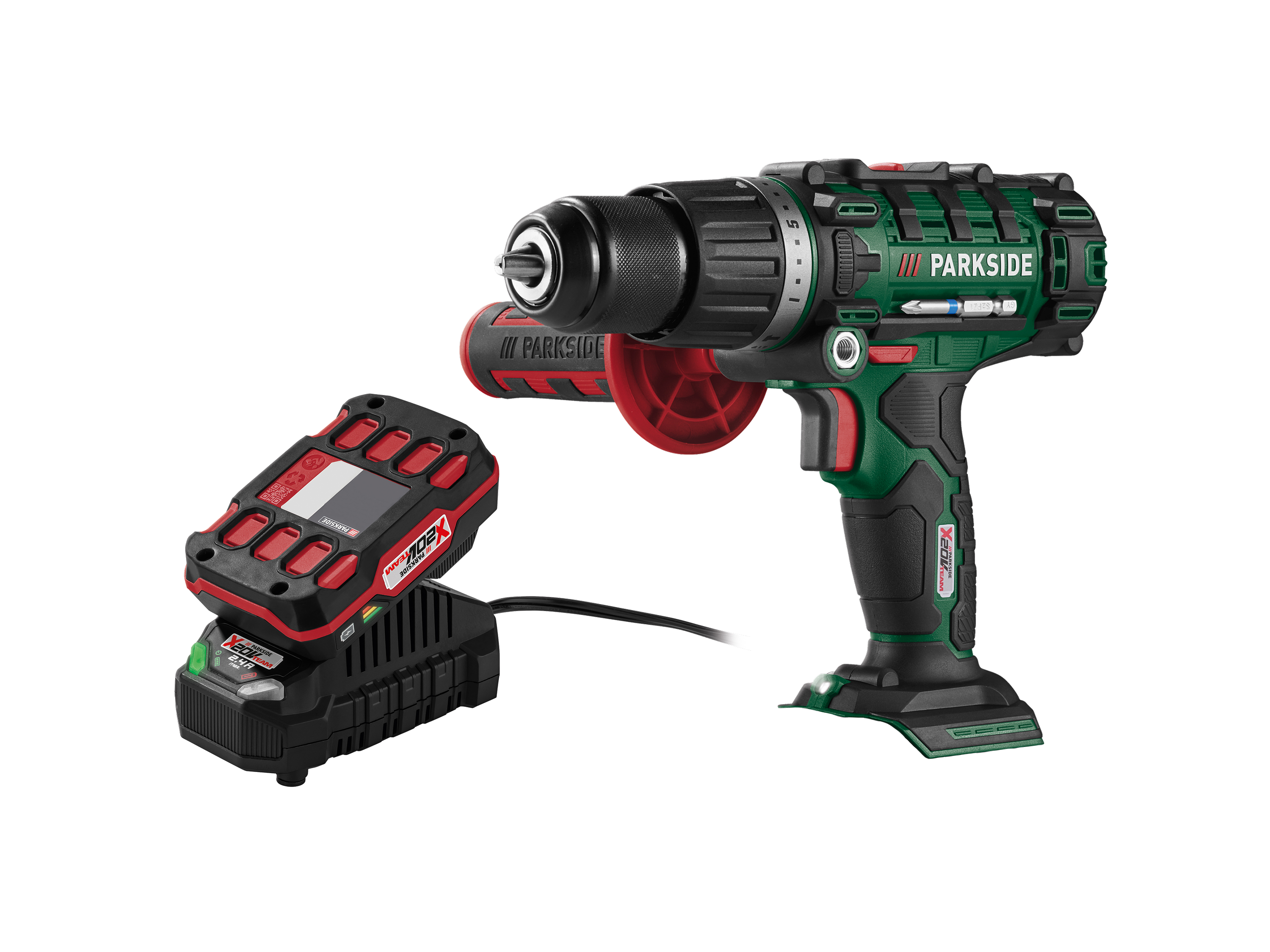 PARKSIDE® Zestaw Akumulatorowa wiertarkowkrętarka udarowa 20 V z akumulatorem 2 Ah i ładowarką 2,4 Ah