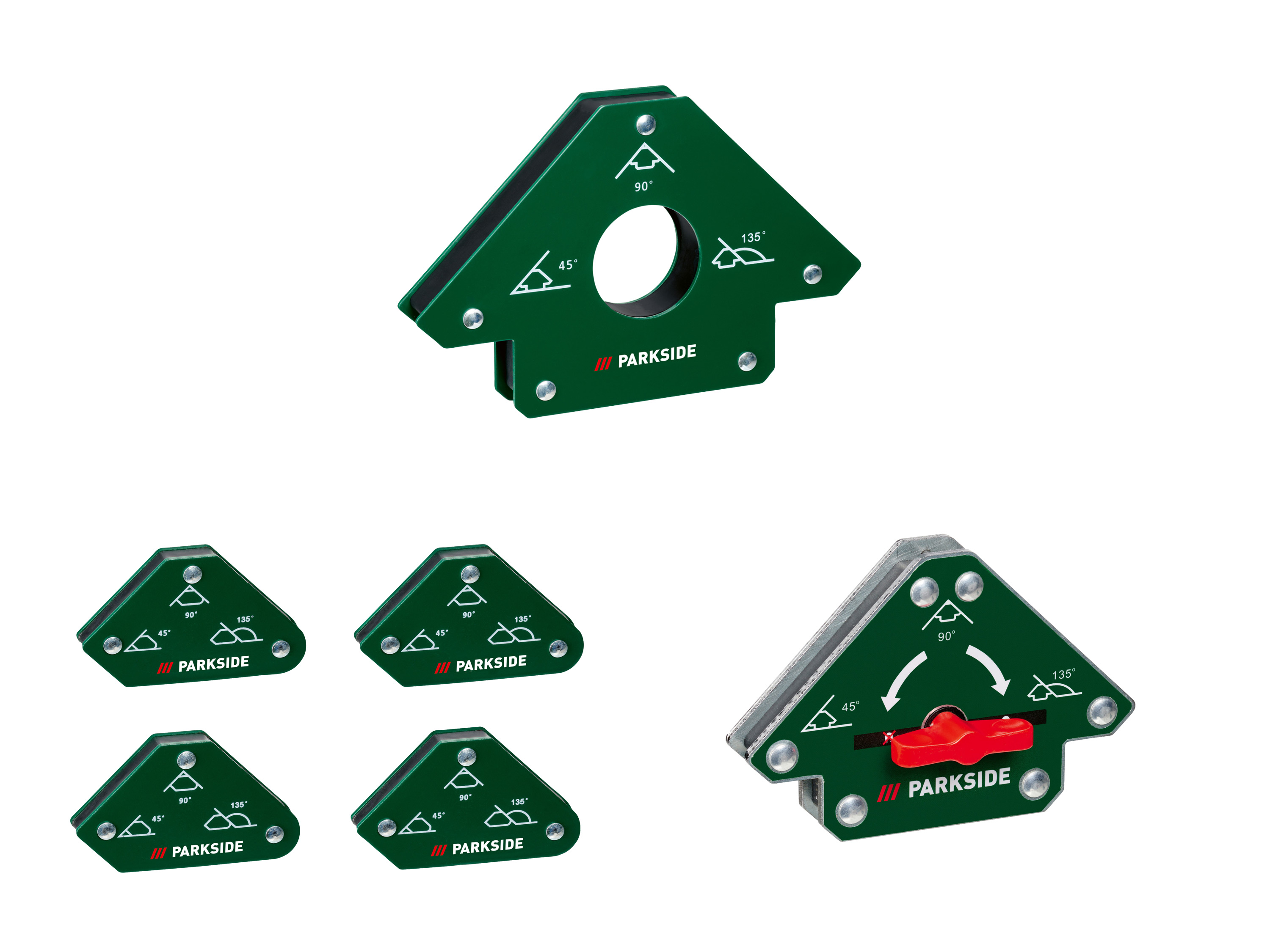 PARKSIDE® Uchwyt magnetyczny 5-calowy / Zestaw mini magnesów spawalniczych / Przełączalny magnes spawalniczy