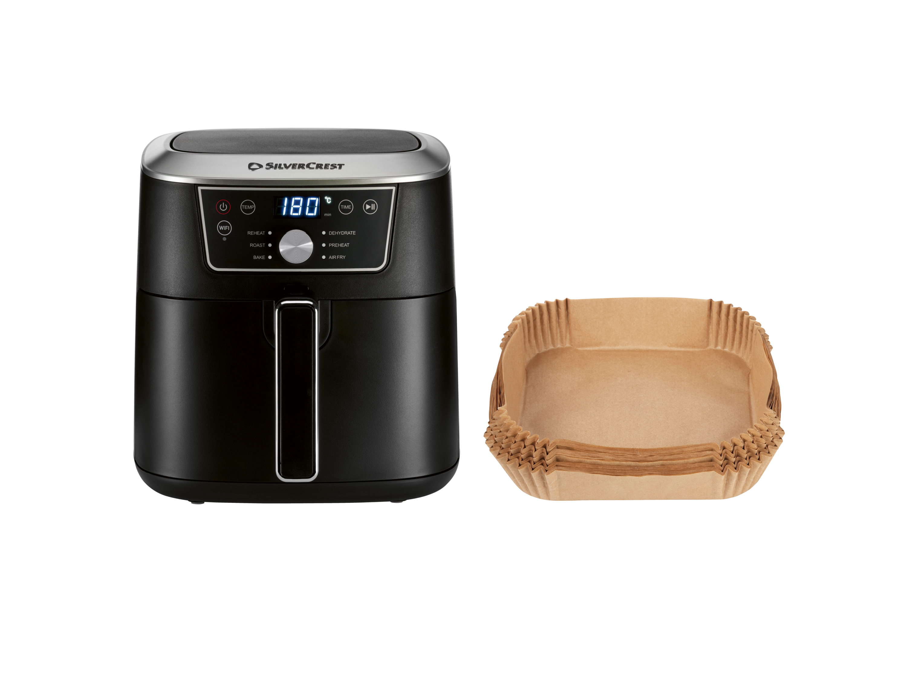 Zestaw: Frytkownica na gorące powietrze Air Fryer Smart z WiFi 2150W 6,7 l + Papier do pieczenia