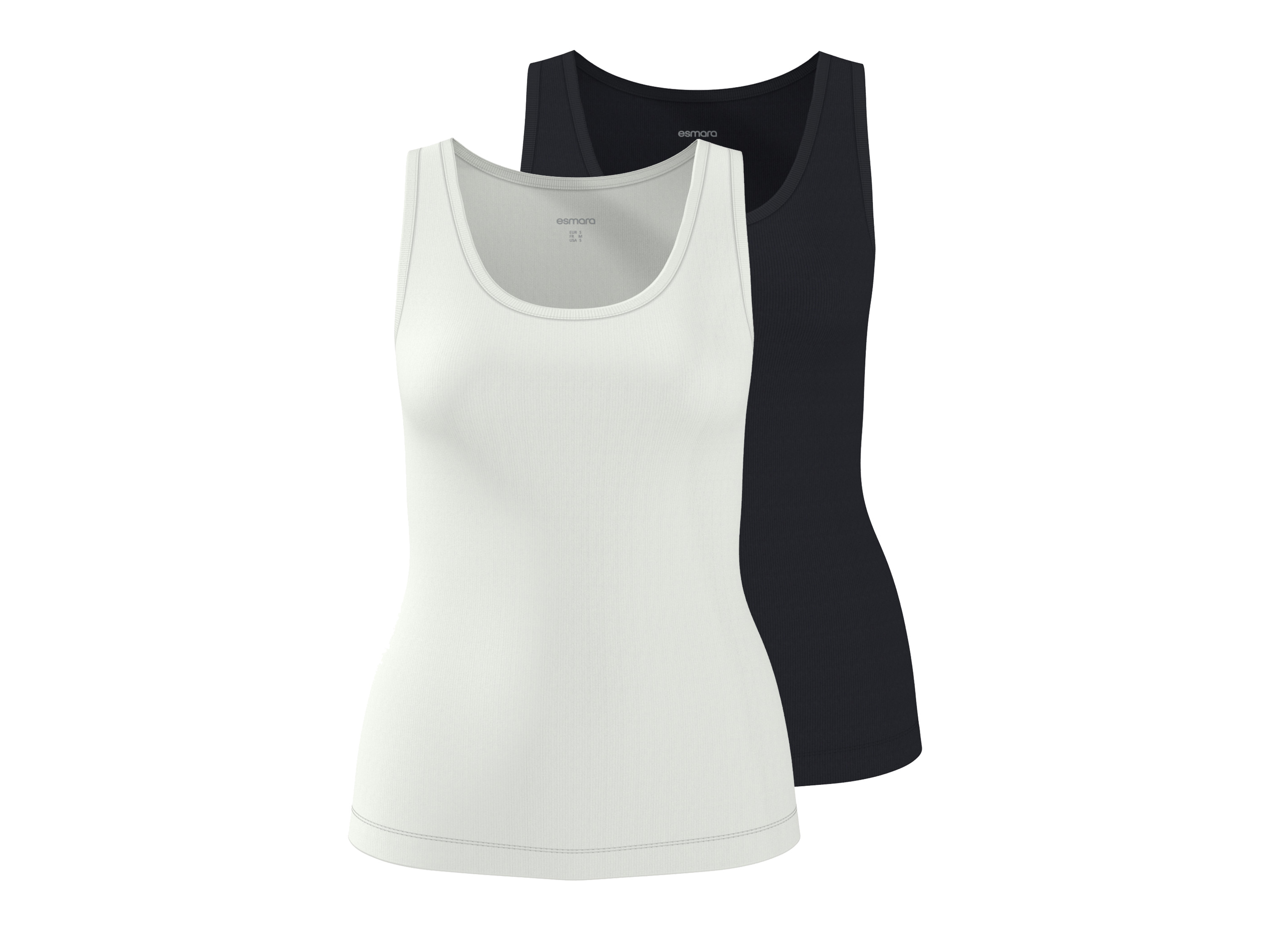 ESMARA® Topy prążkowane damskie, 2 sztuki 