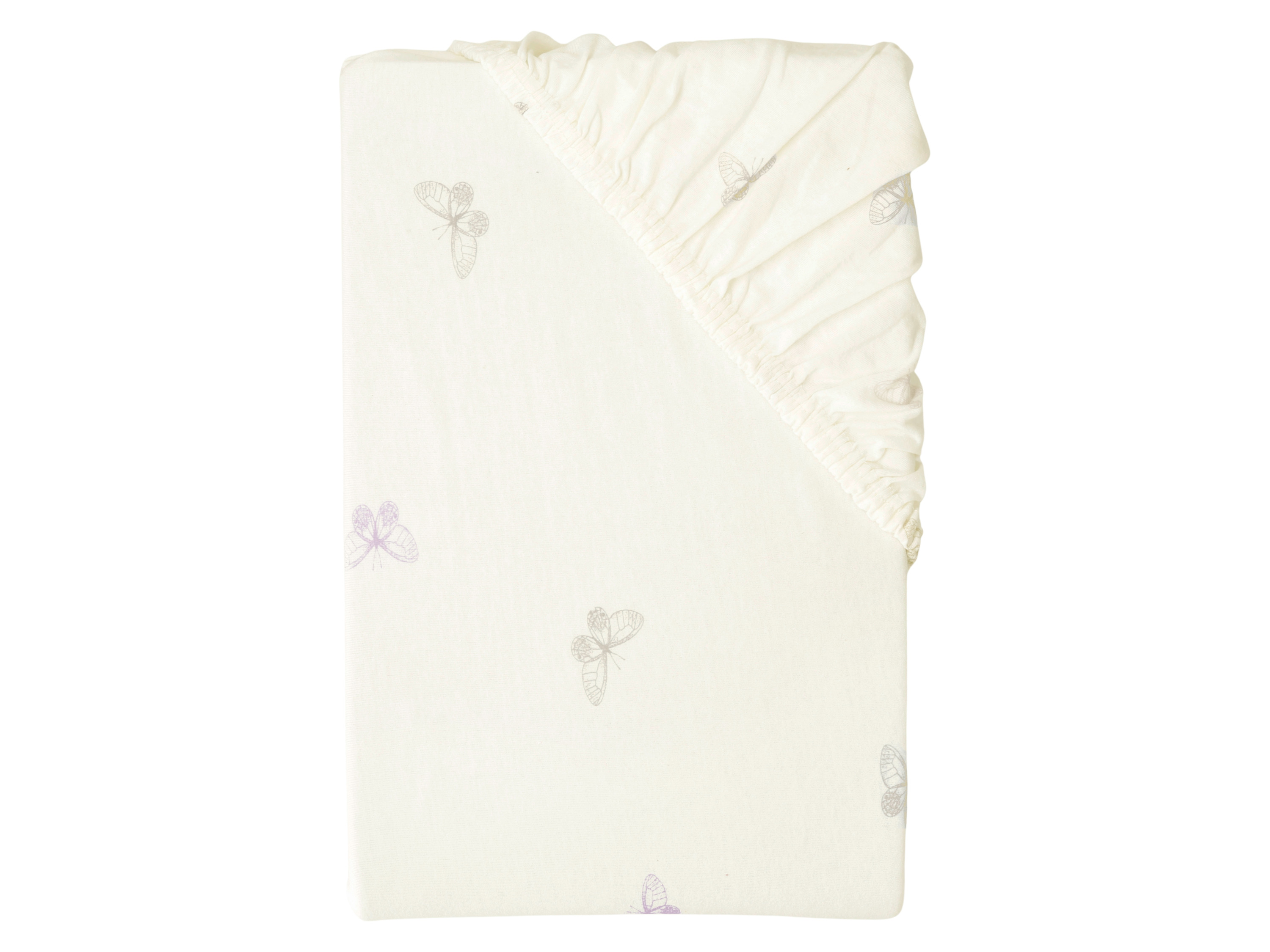 LIVARNO® Prześcieradło dżersejowe z gumką, 90-100 x 200 cm (Motyl/biały)