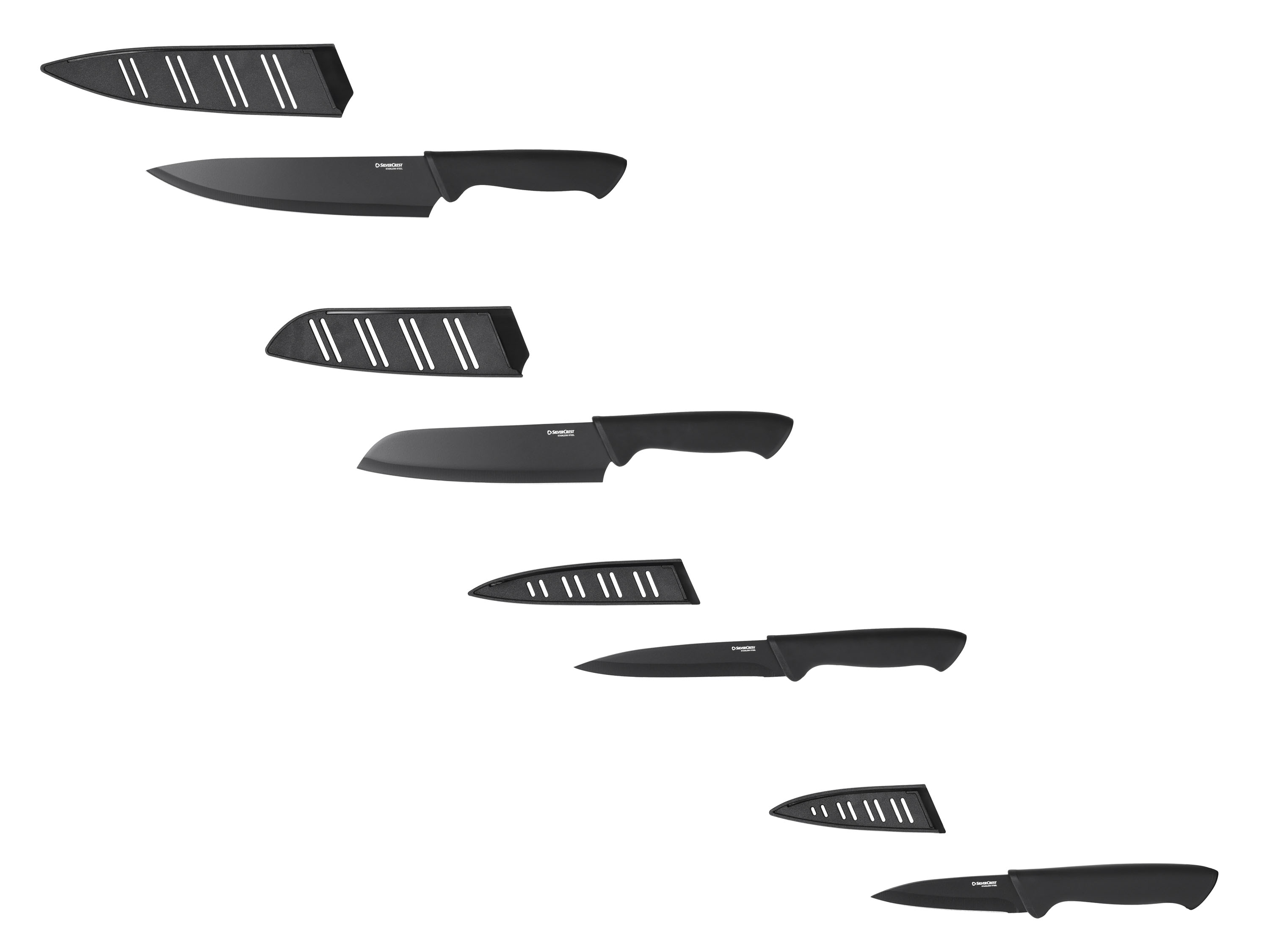 SILVERCREST® Zestaw noży ze stali szlachetnej, 4-elementowy (czarna)