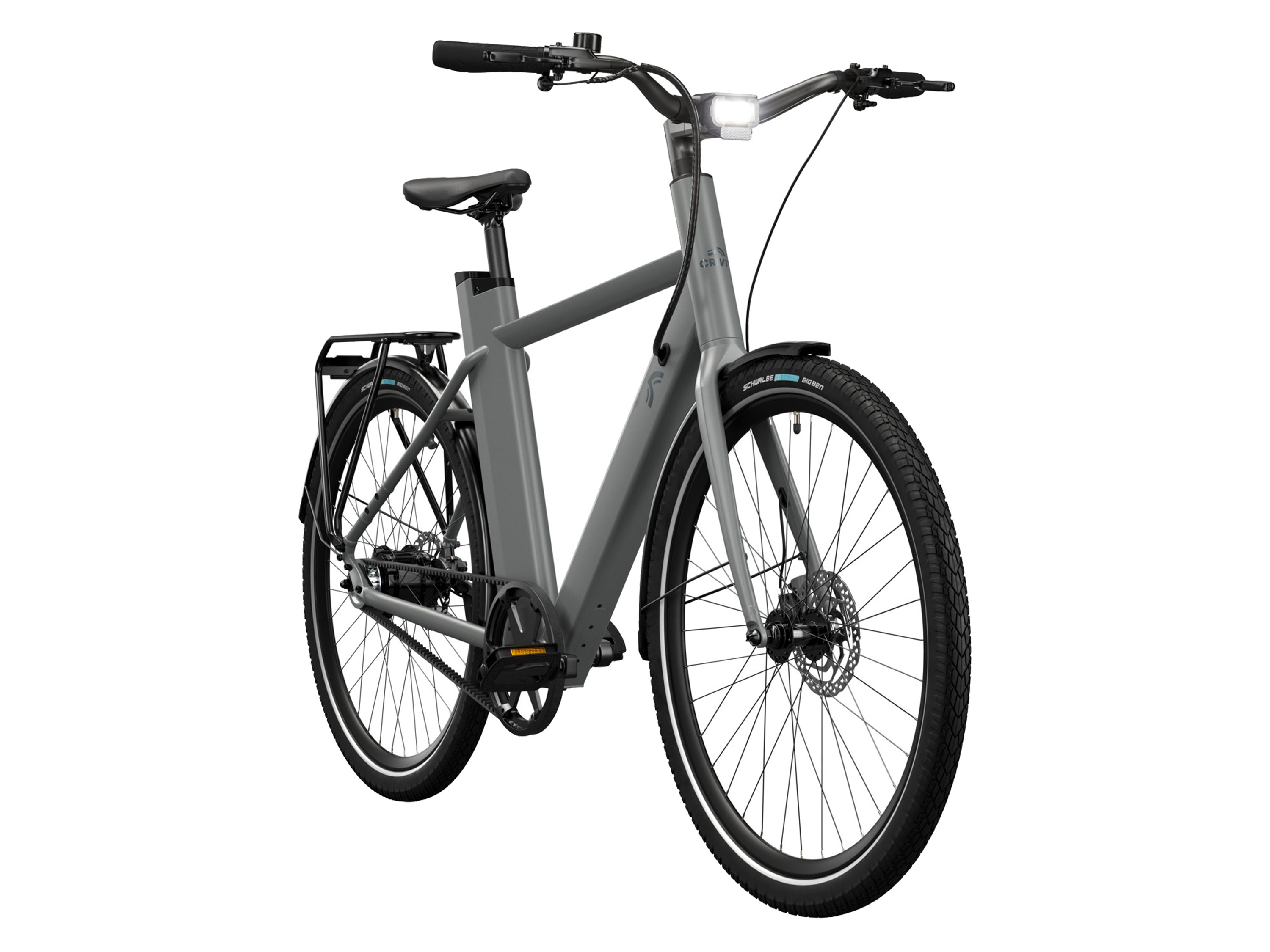 CRIVIT Rower miejski elektryczny X.3 GATES z napędem na pasku, 355 Wh (Ash Grey)
