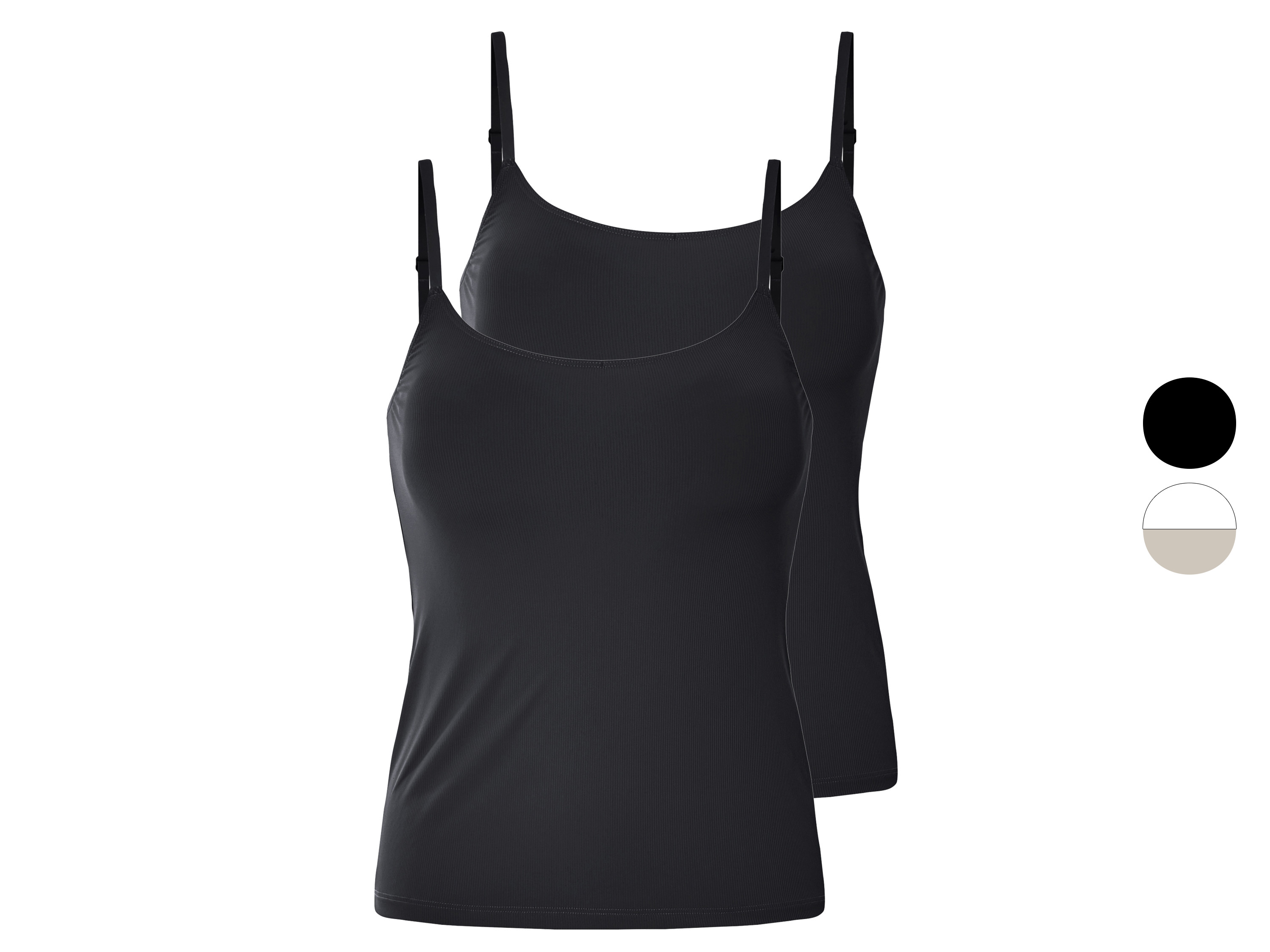 ESMARA® Topy damskie prążkowane na cienkich ramiączkach, 2 sztuki