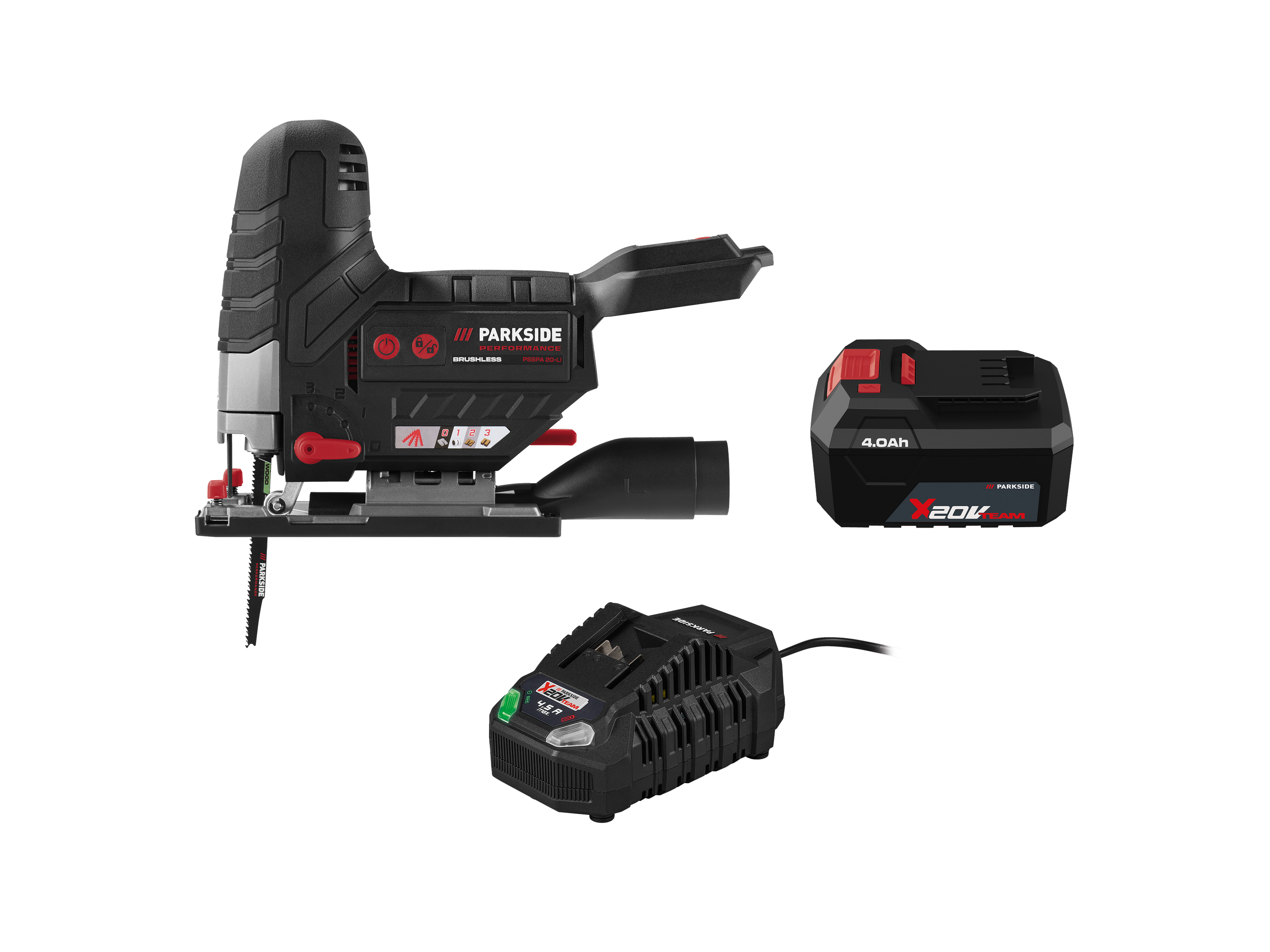 PARKSIDE® Zestaw 20 V Wyrzynarka akumulatorowa 20V z akumulatorem 4 Ah i ładowarką 120 W