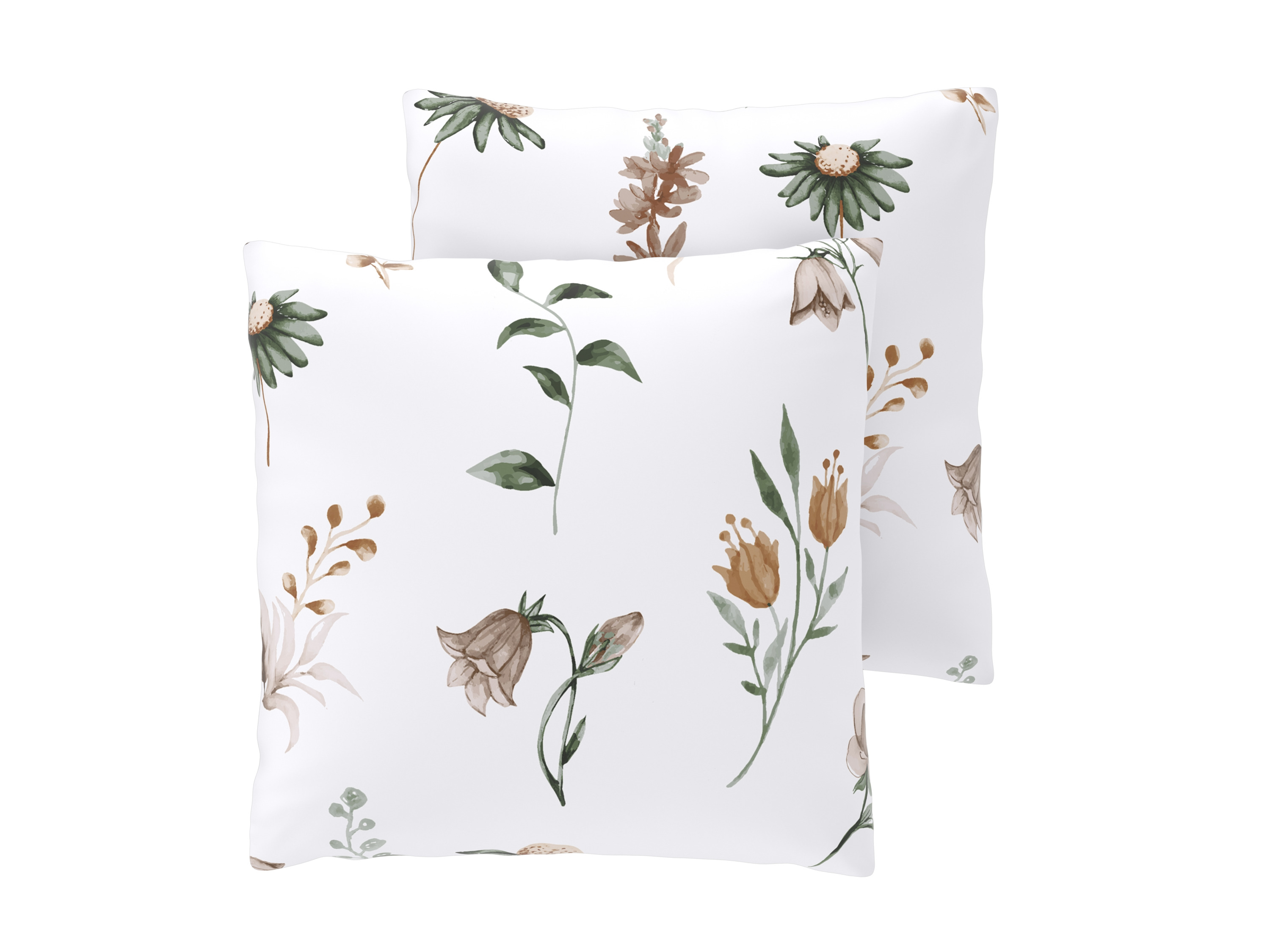 LIVARNO® Poszewki lud dwustronne poszewki na poduszki z delikatnej flaneli, 40 x 40 cm, 2 sztuki (Kwiaty/ biały)