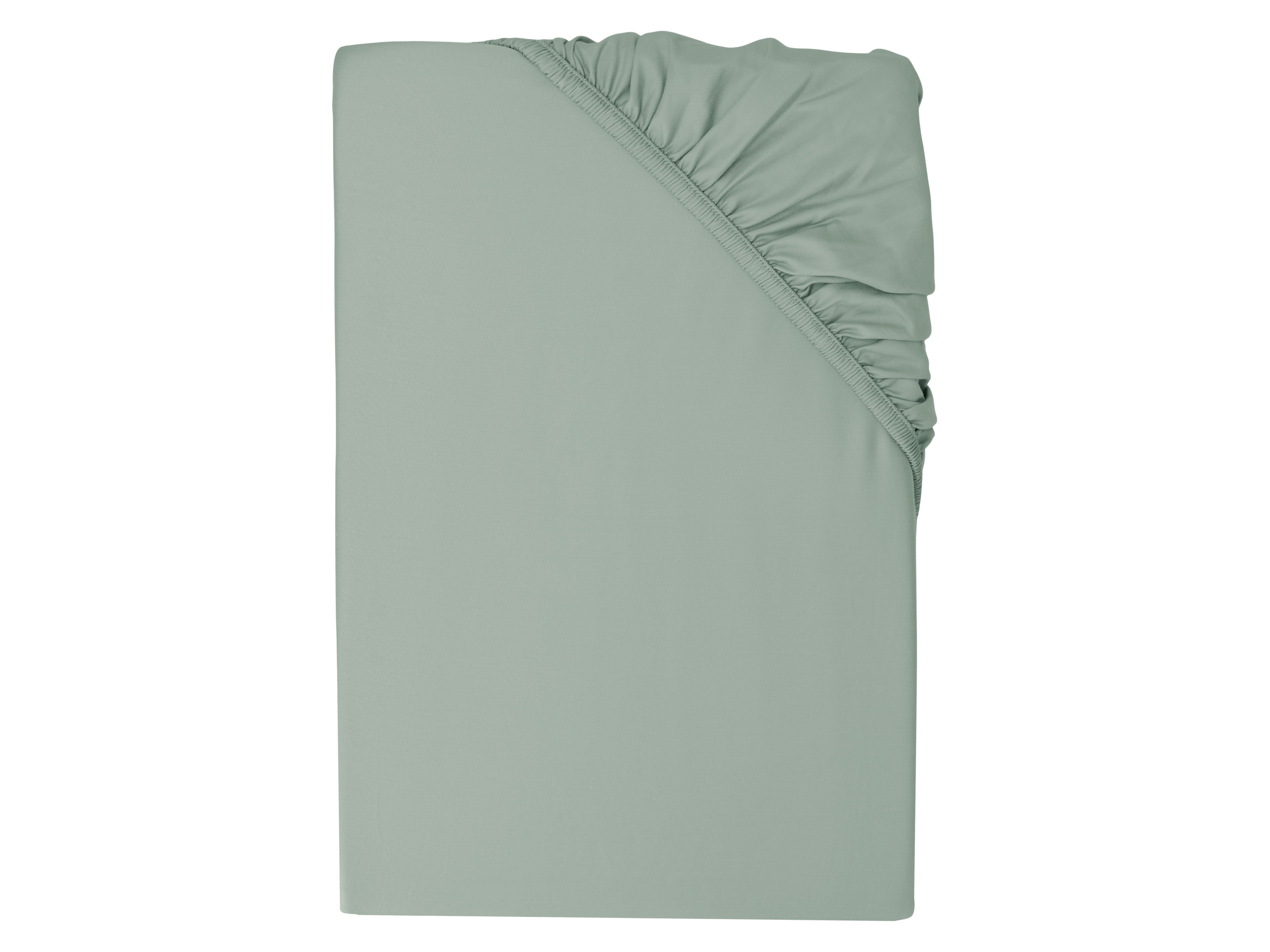 LIVARNO® Luksusowe prześcieradło satynowe z bawełny i wiskozy bambusowej z gumką, 90-100 x 200 cm (Zielona)