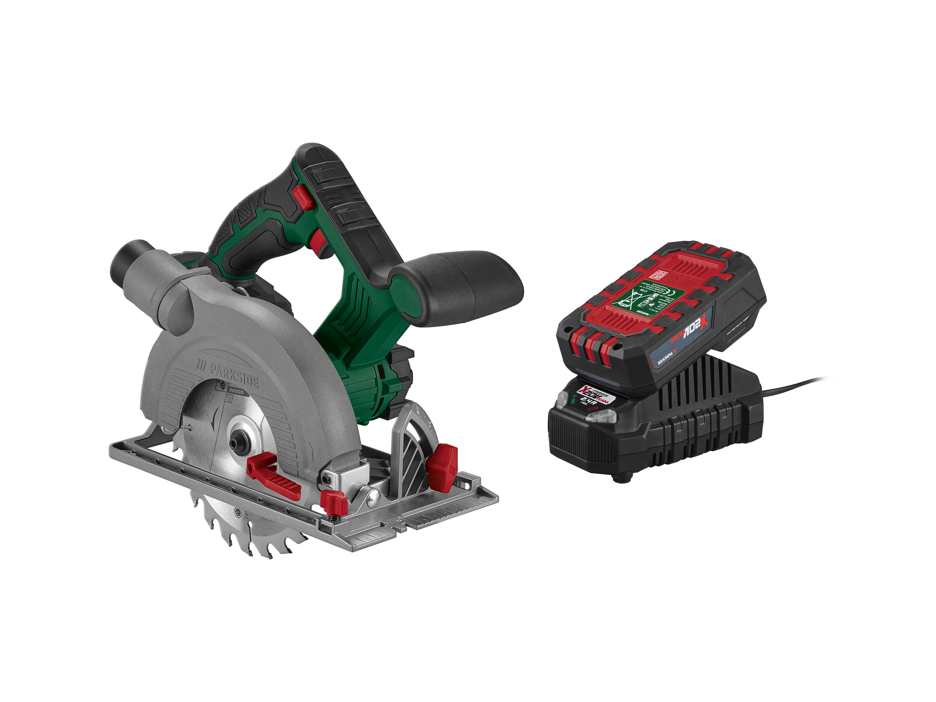 PARKSIDE® Zestaw 20 V: Pilarka tarczowa z akumulatorem 2 Ah i ładowarką 2,4 A