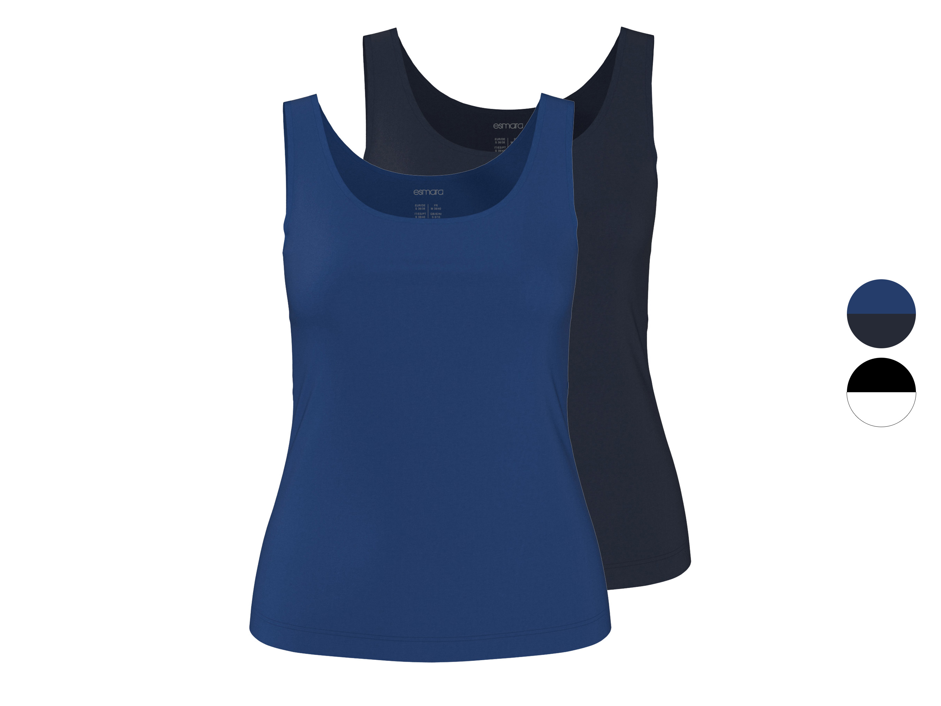 ESMARA® Topy damskie z biobawełny, 2 sztuki