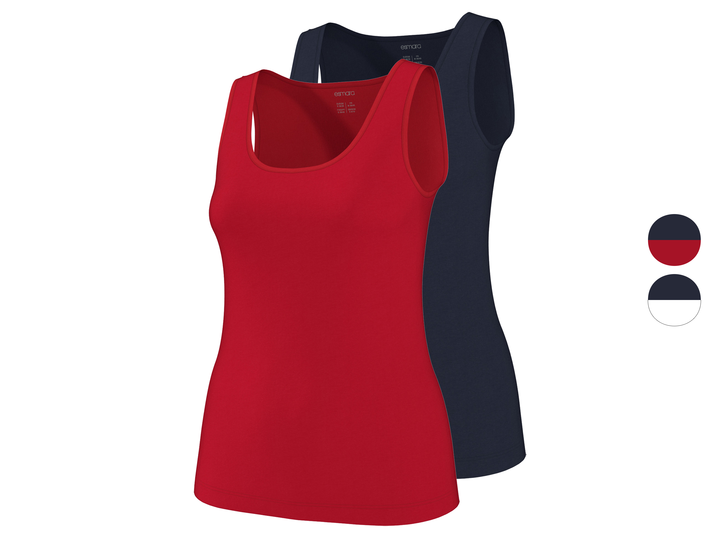 ESMARA® Topy damskie z bawełny organicznej, 2 sztuki