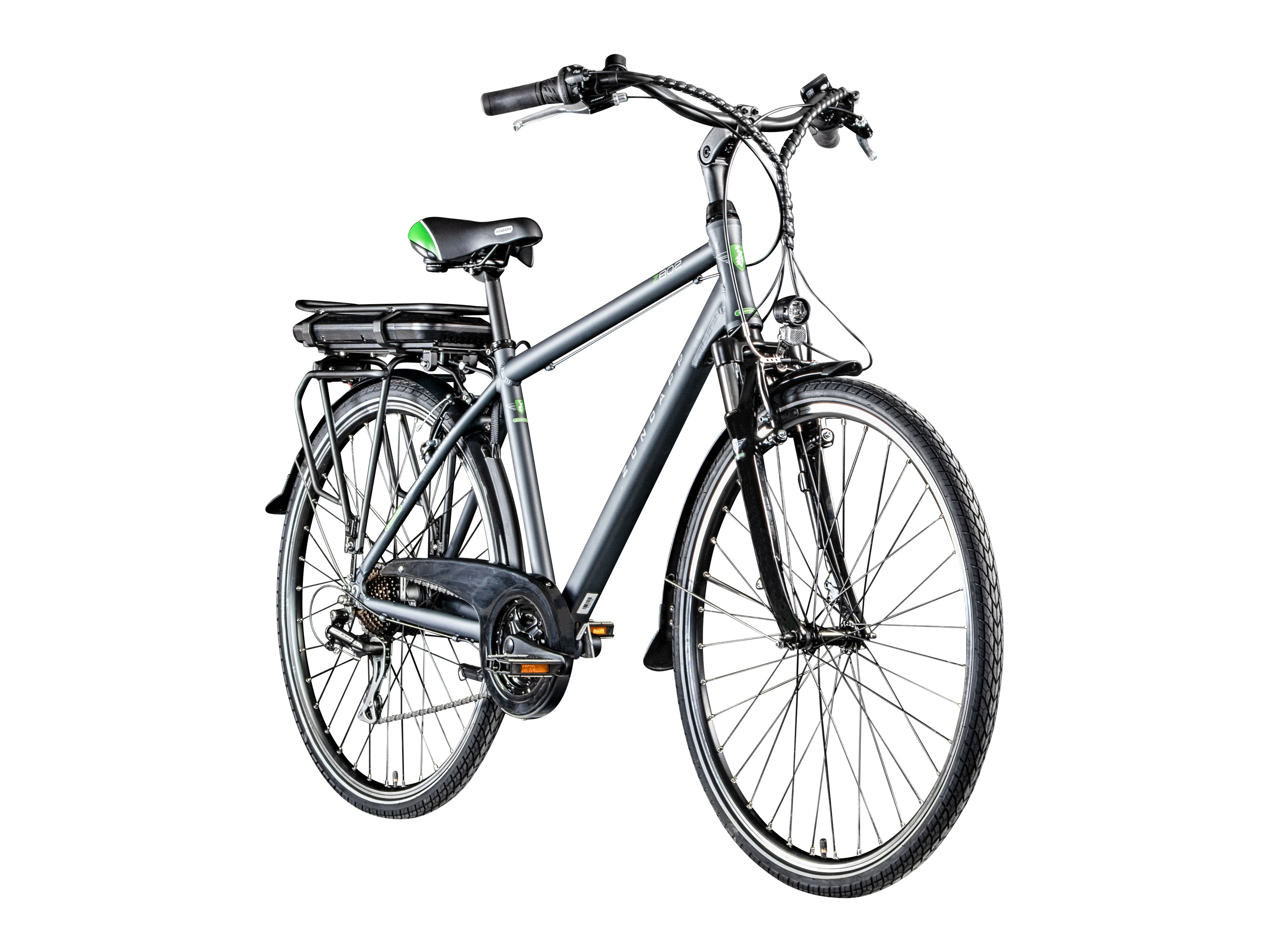 ZÜNDAPP Rower trekkingowy elektryczny »Z802 700c«, 28 cali (Męski, Szary/ zielony)