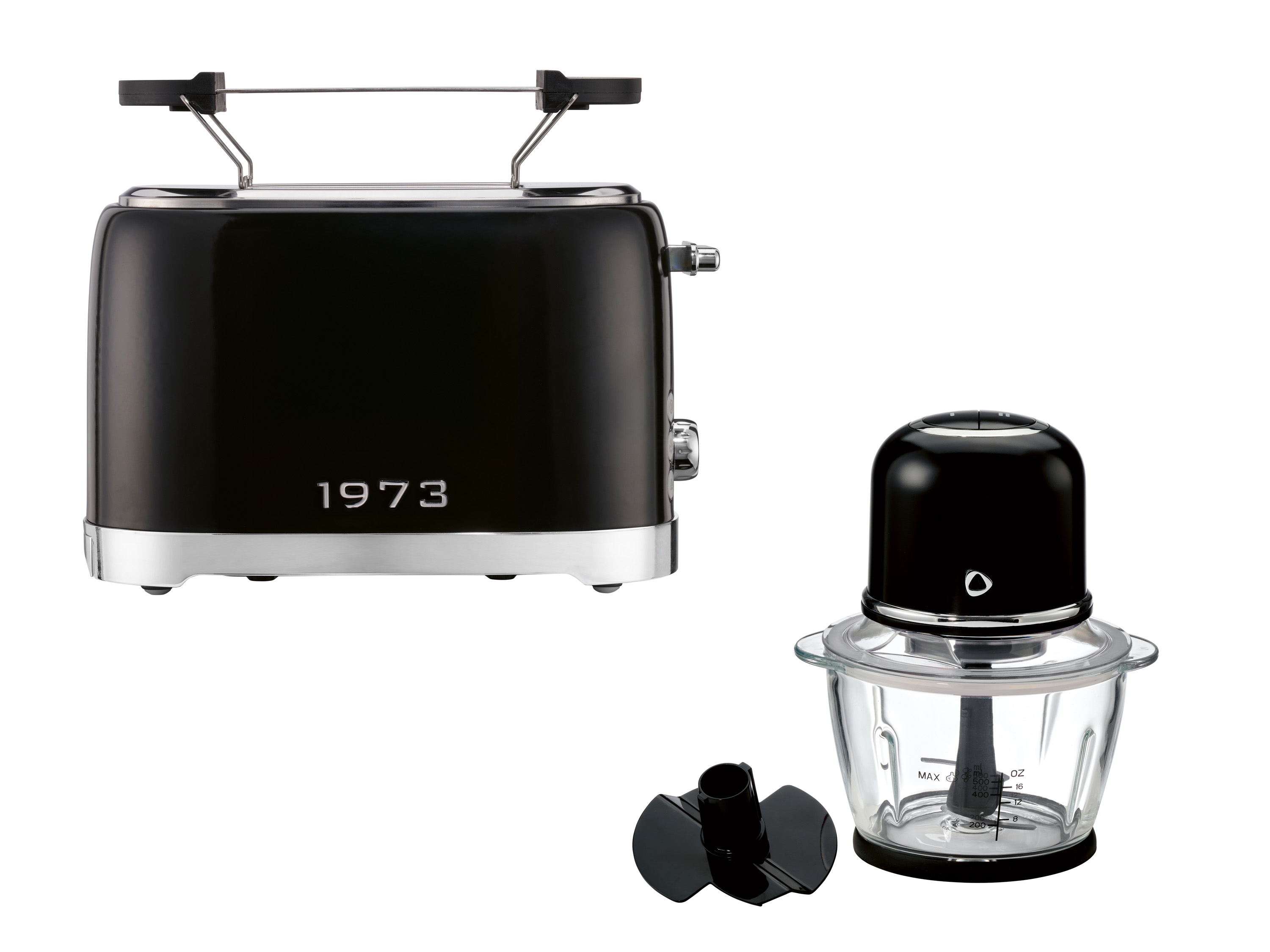 SILVERCREST® Zestaw Retro: Toster dwuszczelinowy 820-980 W i Rozdrabniacz 600 W, czarny