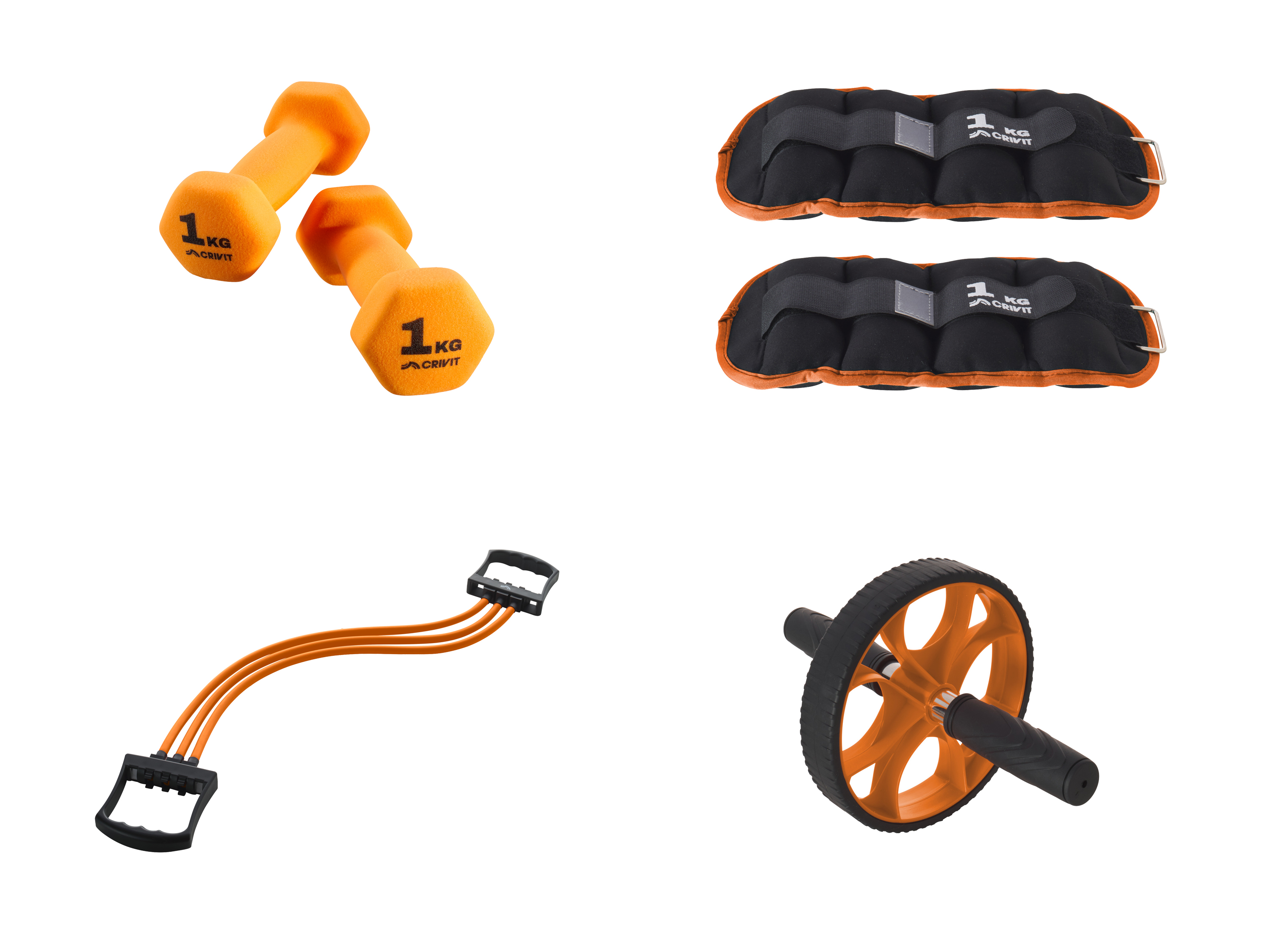 CRIVIT Roller, 2 hantelki, 2 obciążniki lub ekspander