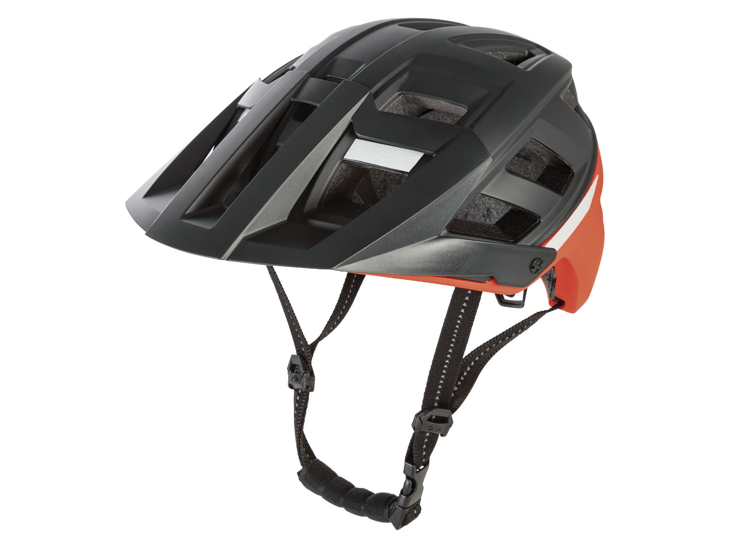 CRIVIT Kask rowerowy MTB z systemem wentylacji (Czarny/ pomarańczowy, M/L)