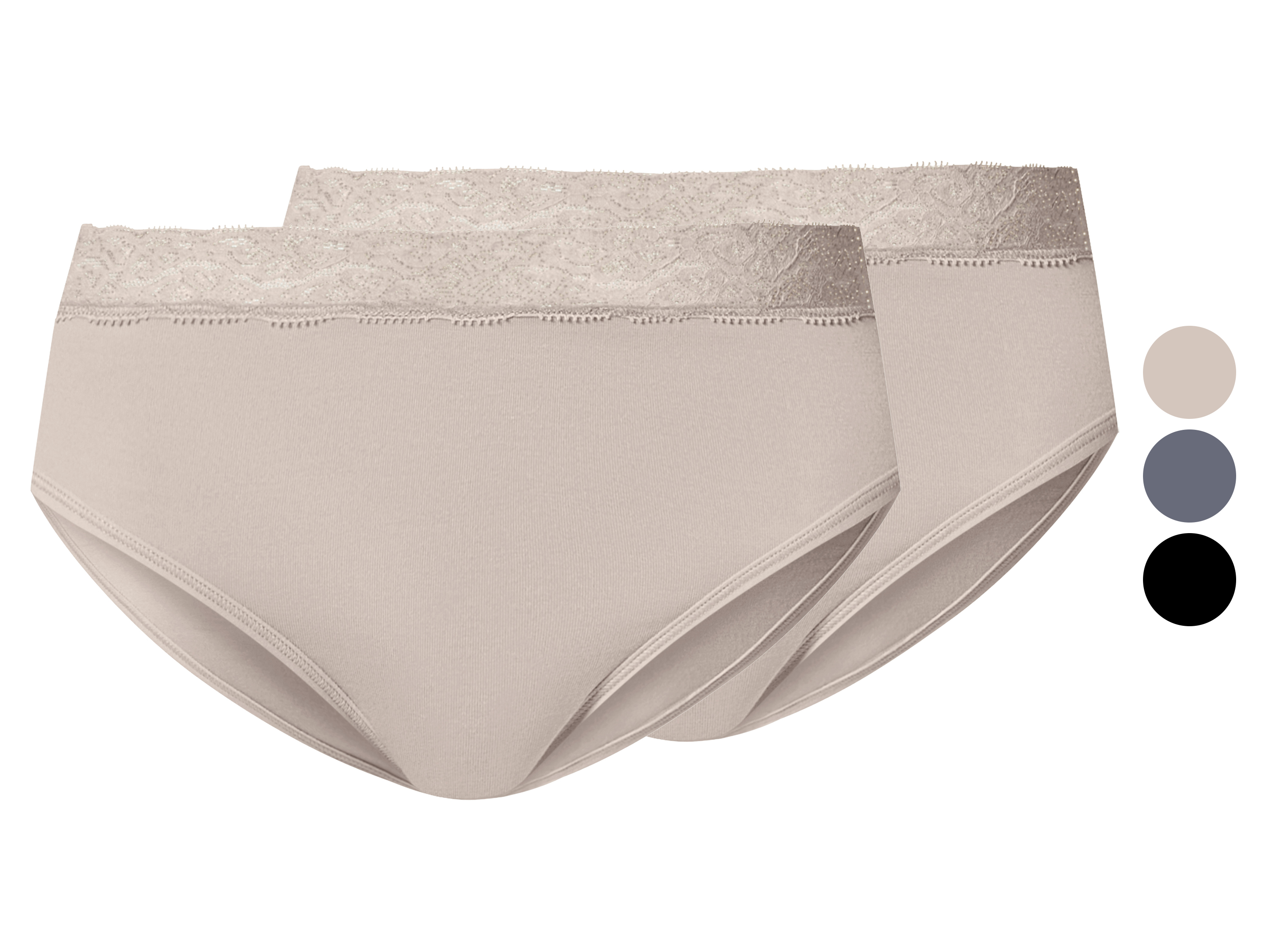 ESMARA® Figi bikini damskie z koronką, 2 pary