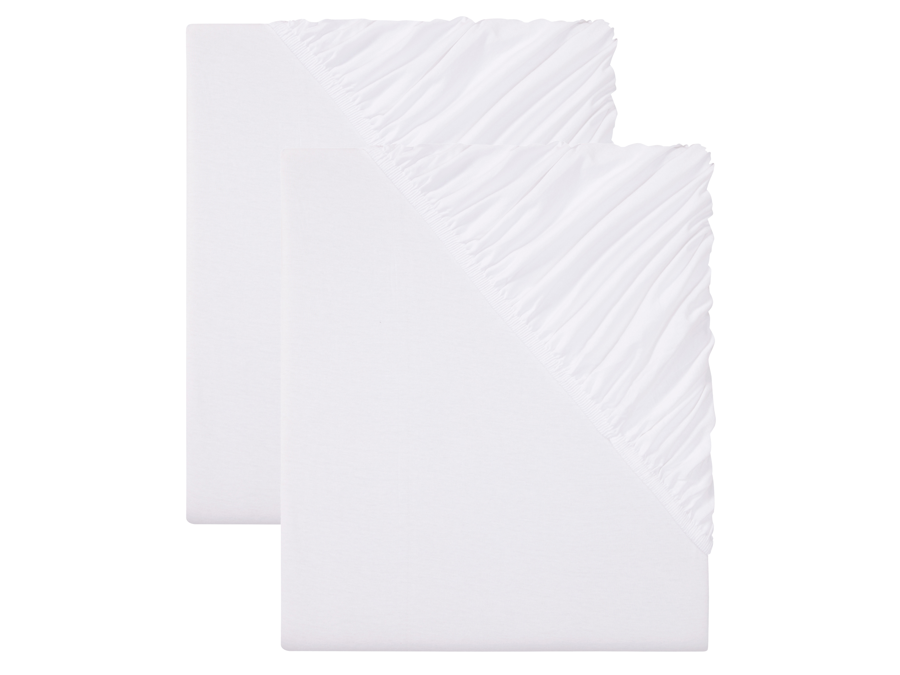 LIVARNO HOME Komplet prześcieradeł z dżerseju z gumką, 180-200 x 200 cm (Biały)
