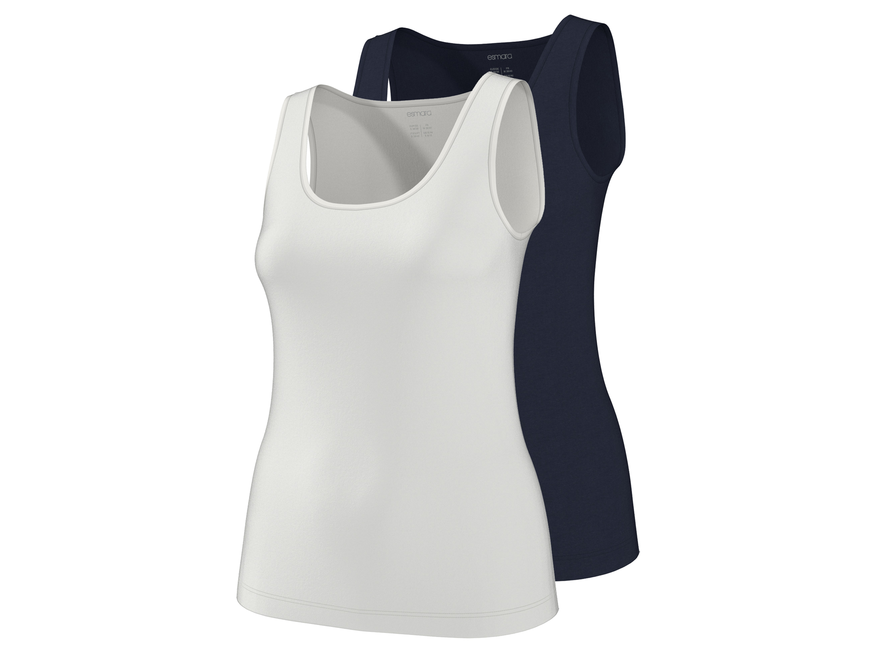 ESMARA® Topy damskie z bawełny organicznej, 2 sztuki