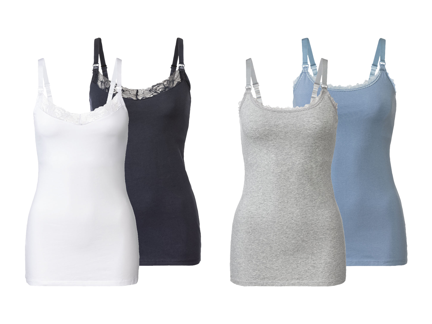 ESMARA® Topy do karmienia z bawełny organicznej, 2 sztuki