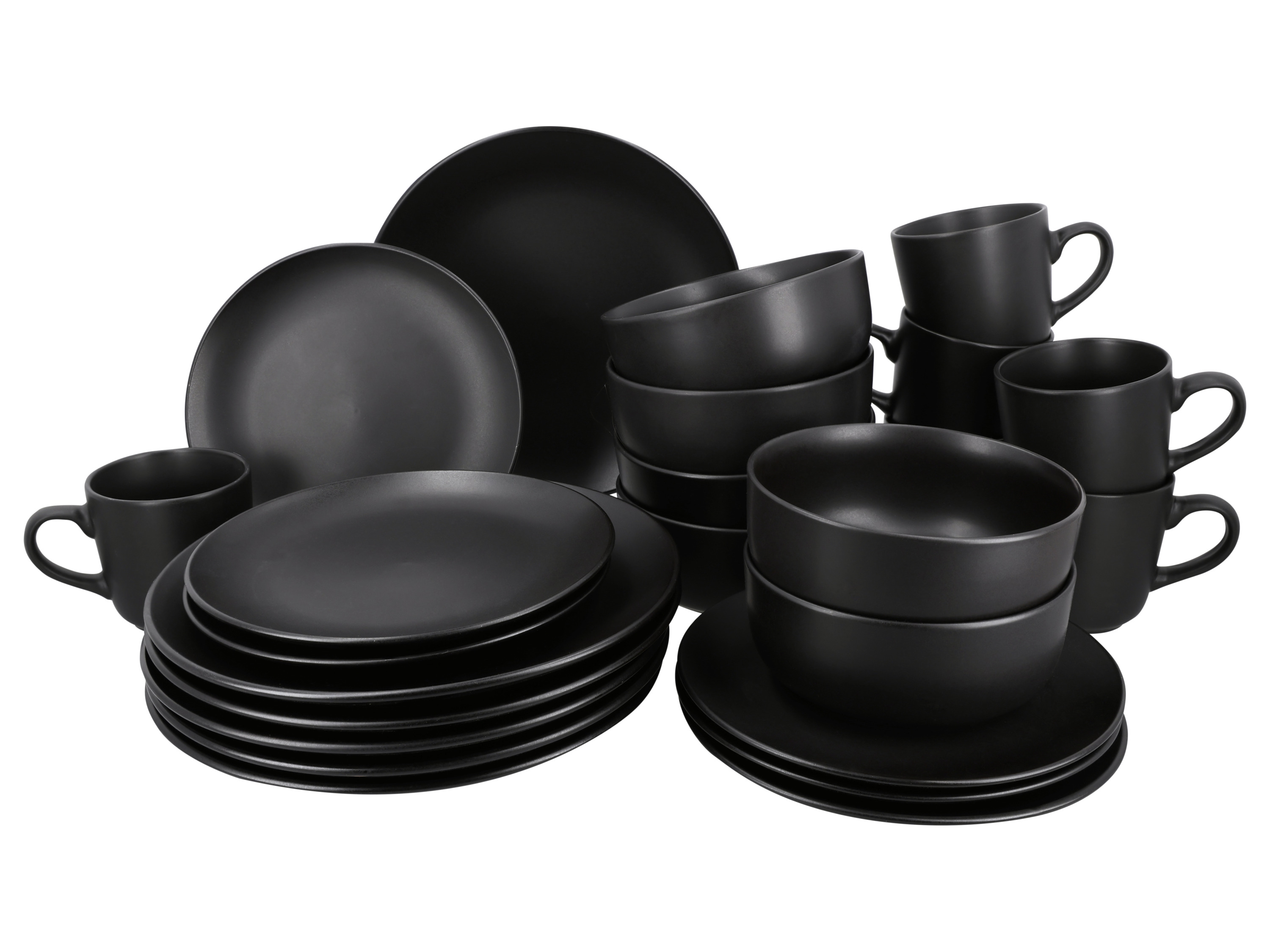 SILVERCREST® Zestaw naczyń, 24 elementy (Czarny)
