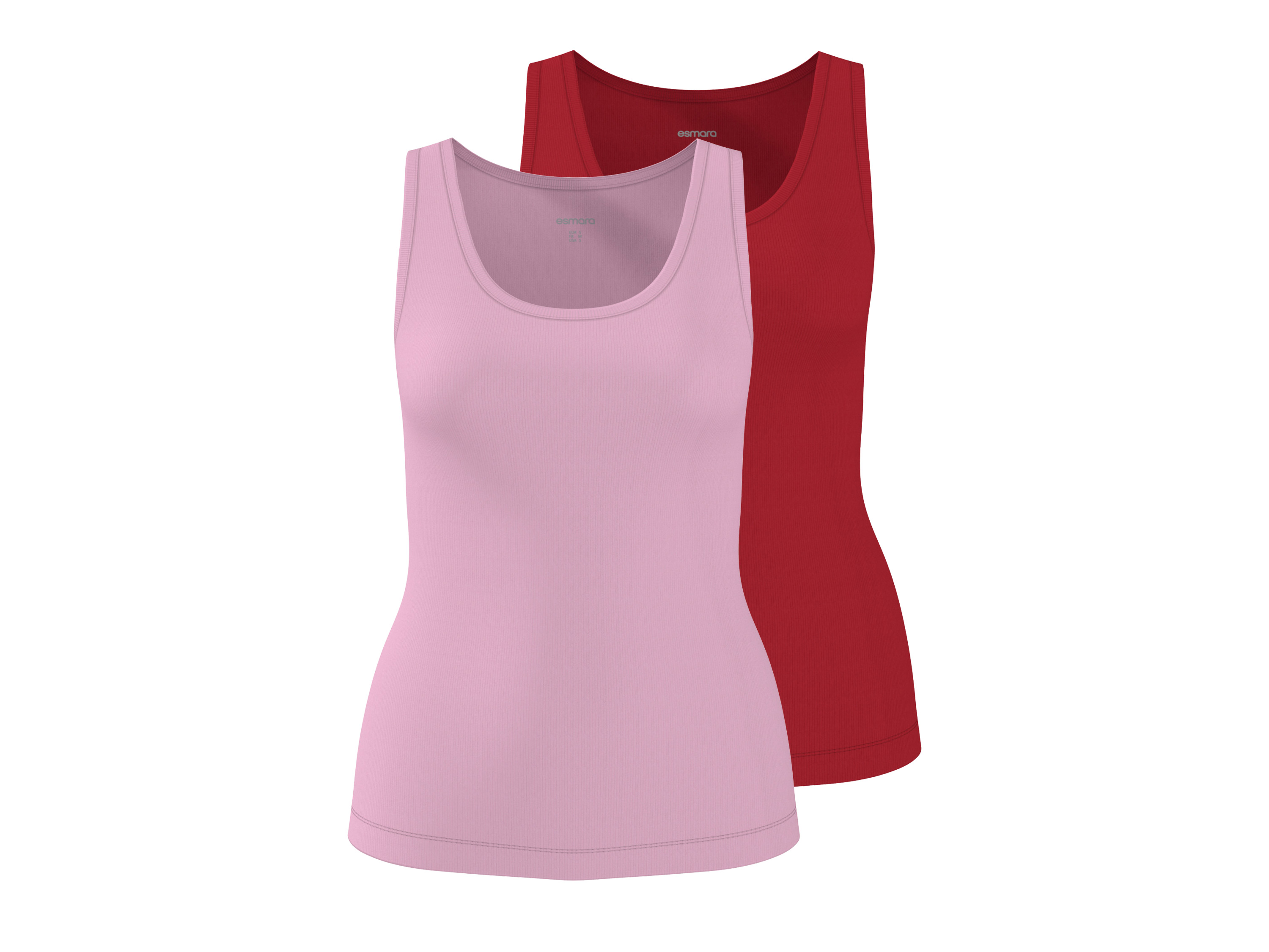 ESMARA® Topy prążkowane damskie, 2 sztuki 