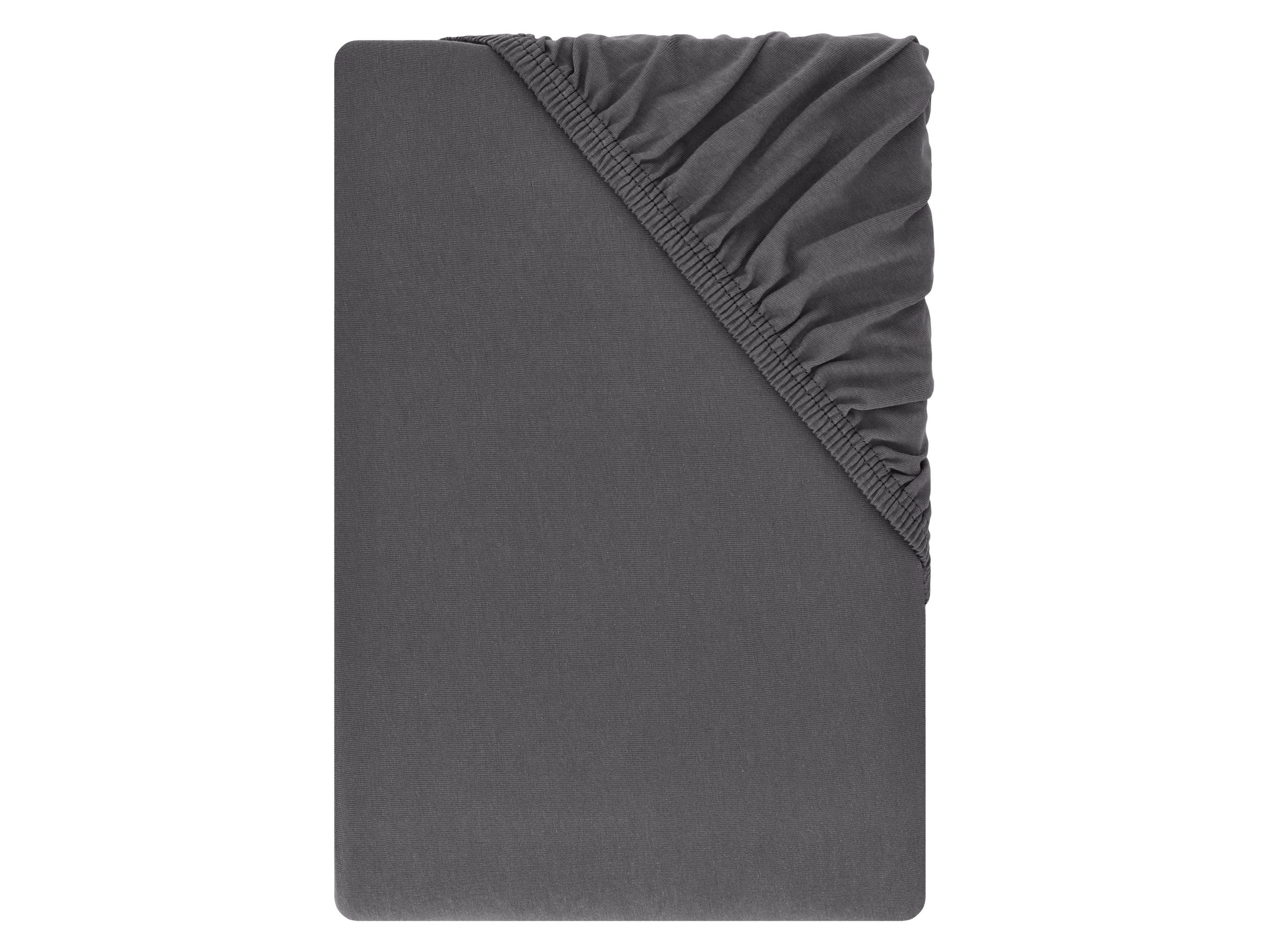 LIVARNO® Prześcieradło dżersejowe z bawełną z gumką, 140-160 x 200 cm (Szary)