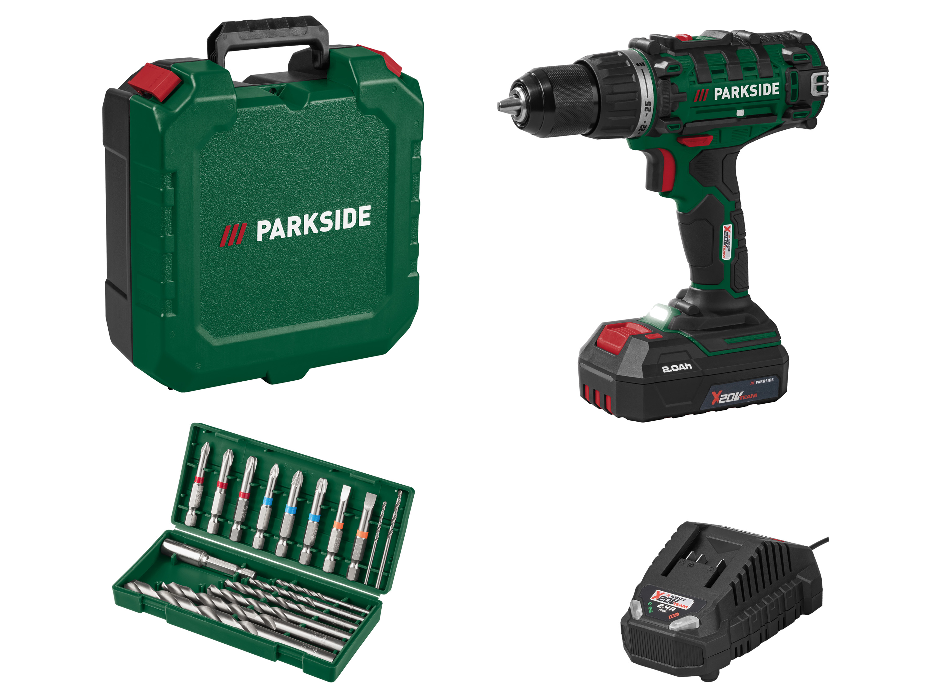 PARKSIDE® Akumulatorowa wiertarkowkrętarka, 20 V (z akumulatorem i ładowarką)