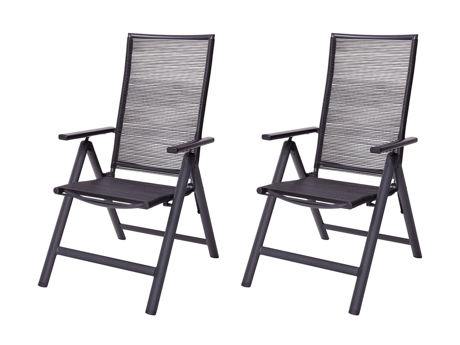 LIVARNO® Aluminiowy fotel ogrodowy Miami z siedziskiem i oparciem z plecionki, 2 sztuki, antracyt