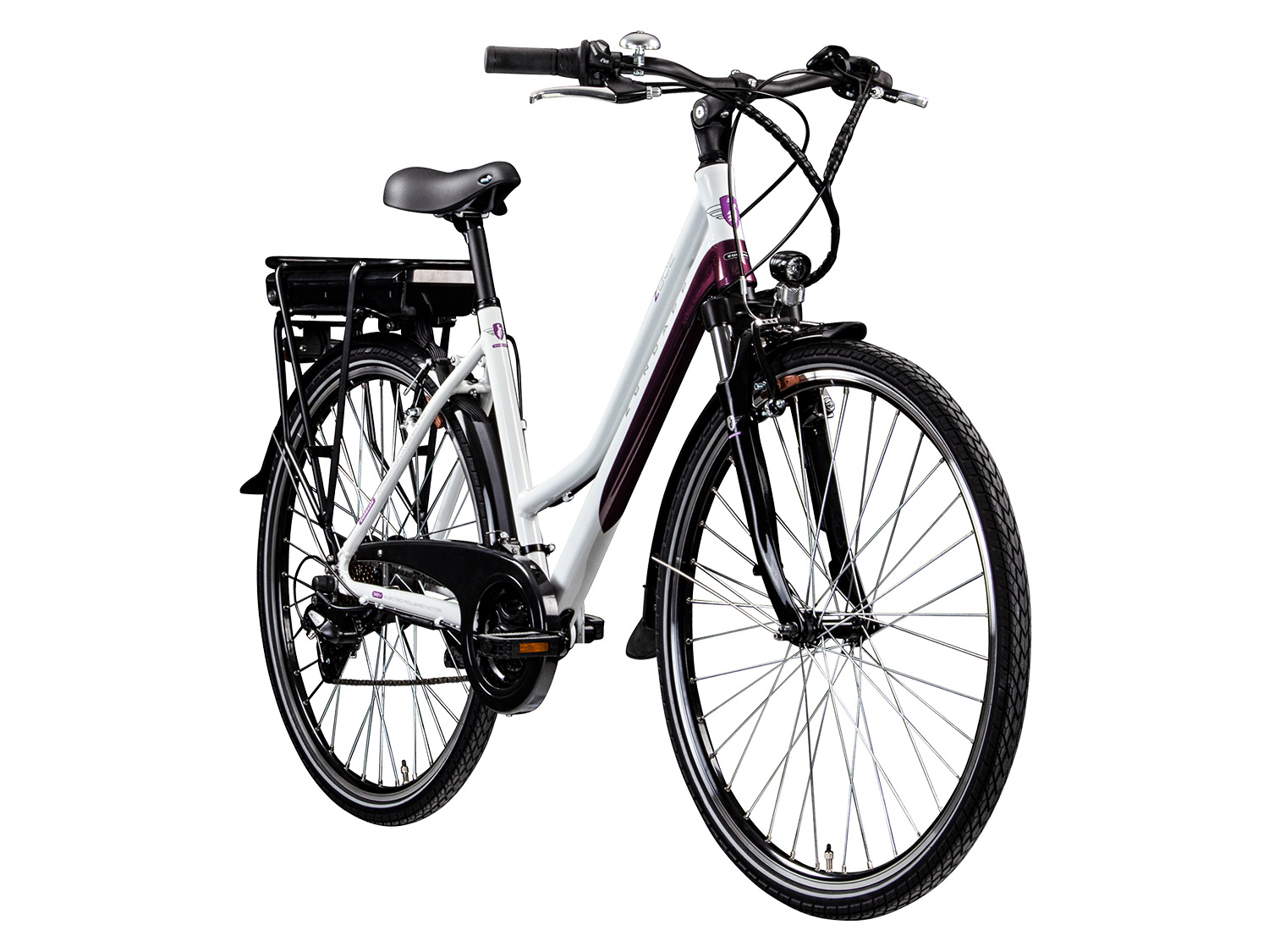 ZÜNDAPP Rower trekkingowy elektryczny »Z802 700c«, 28 cali (Damski, biały/fioletowy)