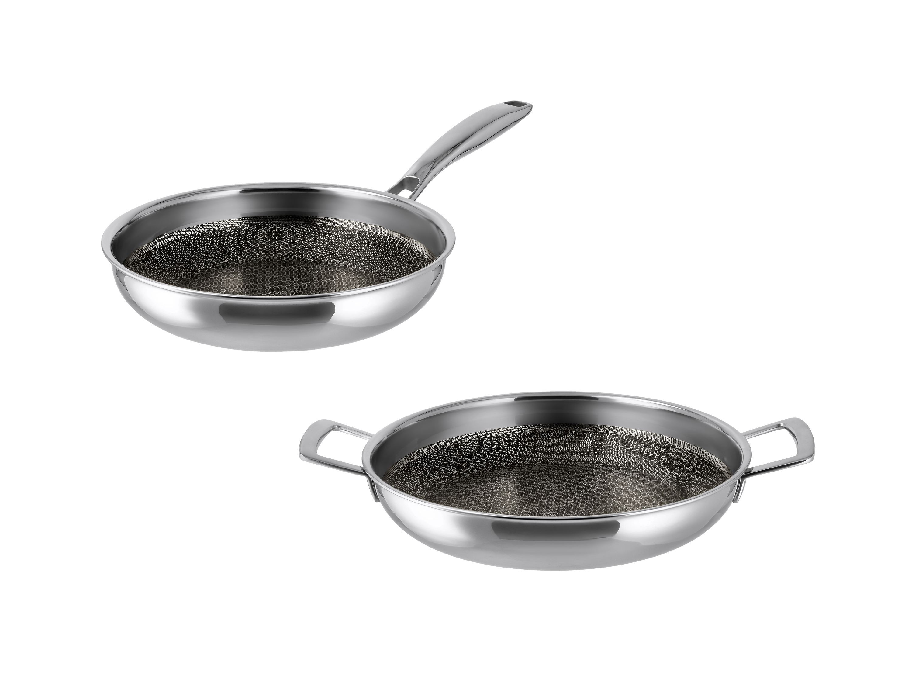 SILVERCREST® Zestaw patelni premium ze stali nierdzewnej: patelnia Ø 24 cm i patelnia do serwowania Ø 28 cm