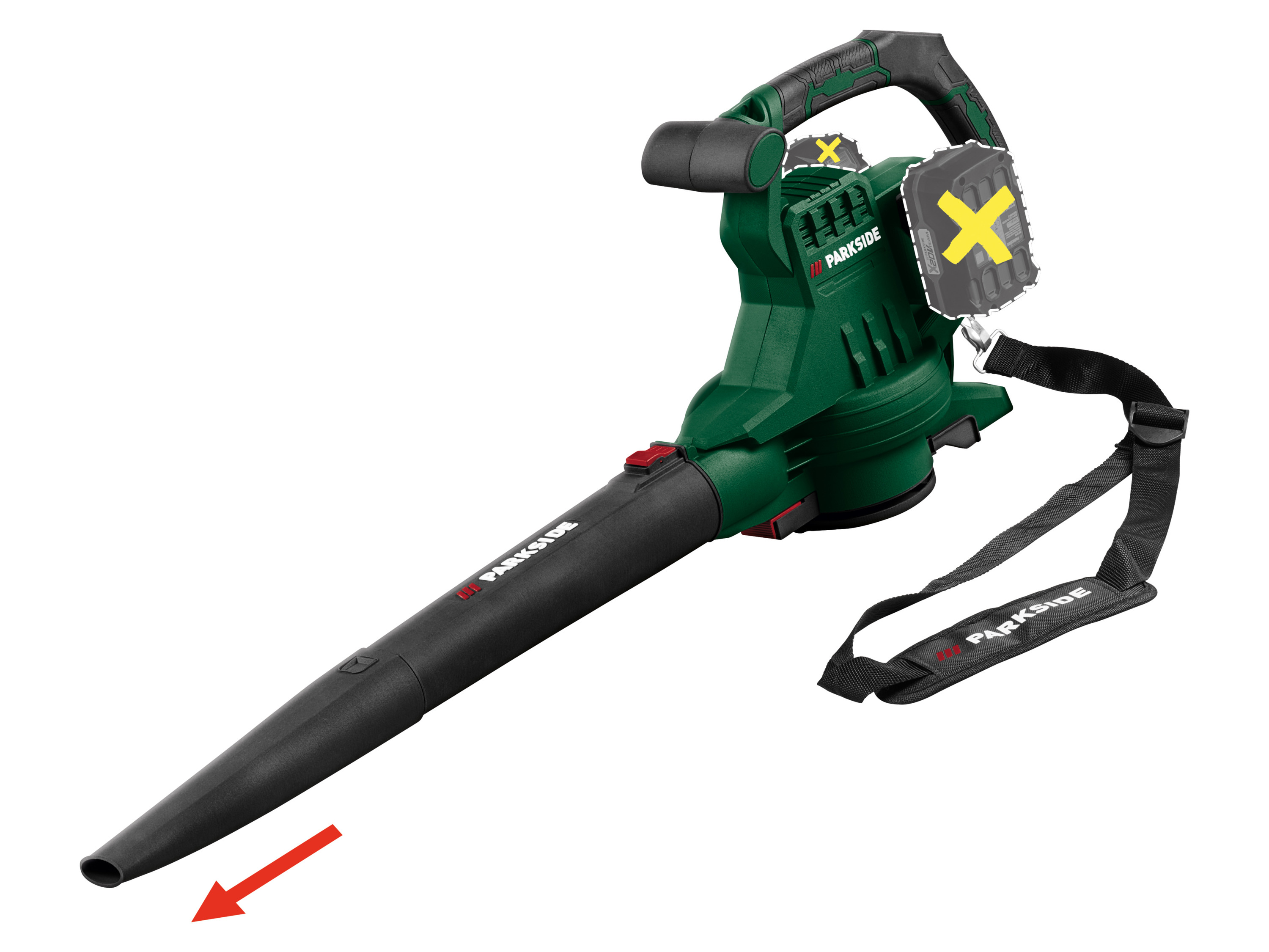 PARKSIDE® Akumulatorowy odkurzacz/dmuchawa do liści 40 V PLSA D3 (bez akumulatorów i bez ładowarki)