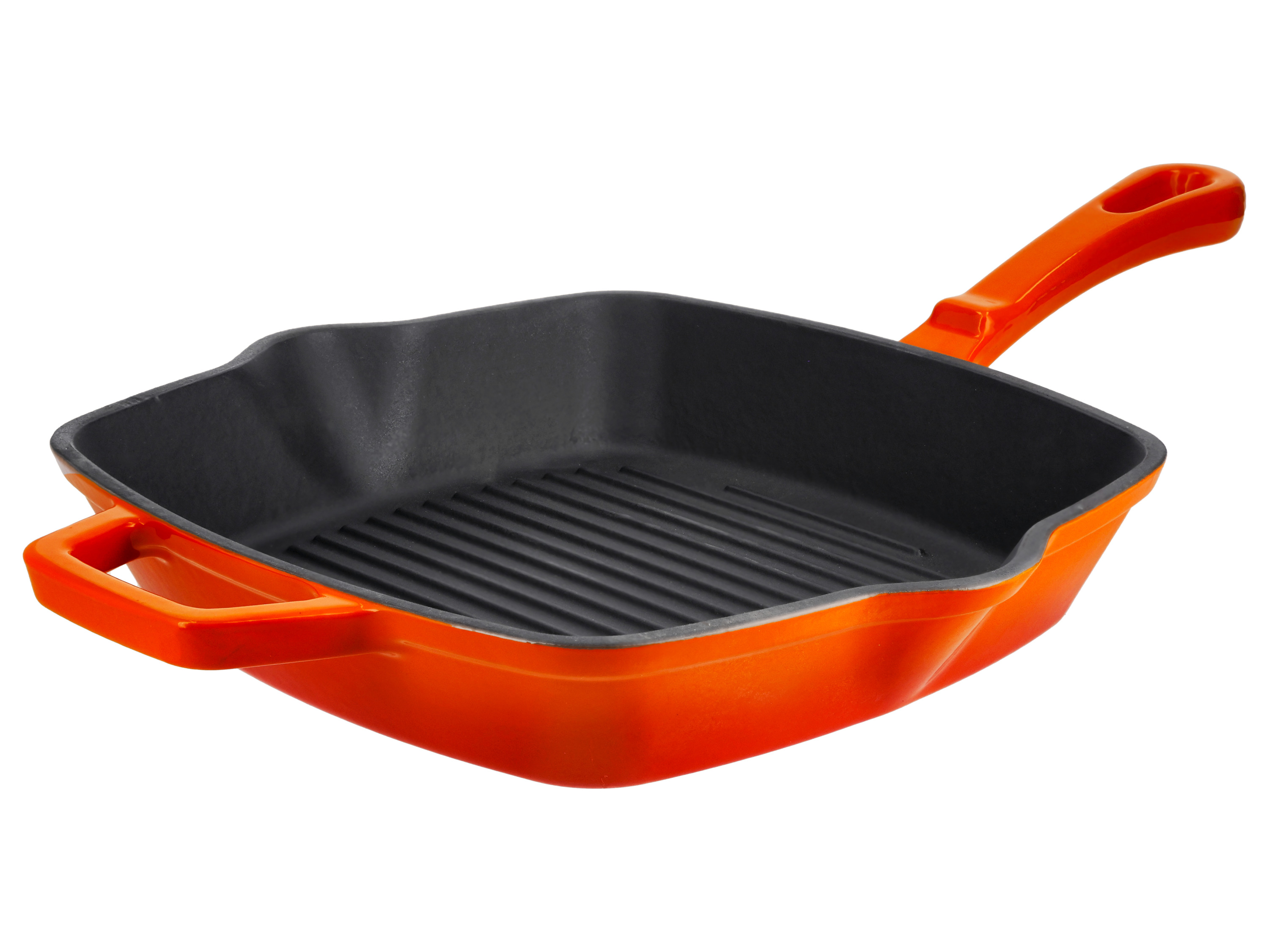 SILVERCREST® Żeliwna patelnia grillowa lub Żeliwna patelnia  (Czworokątny, pomarańczowy)