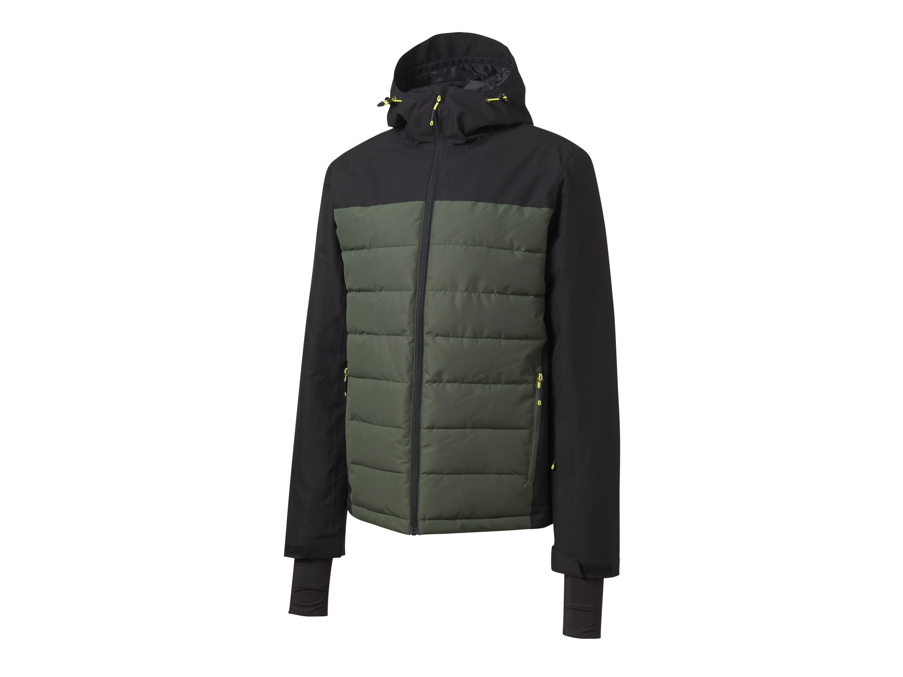 CRIVIT Kurtka narciarska męska z technologią THERMOLITE® EcoMade (Czarny/ khaki, XL (56/58))