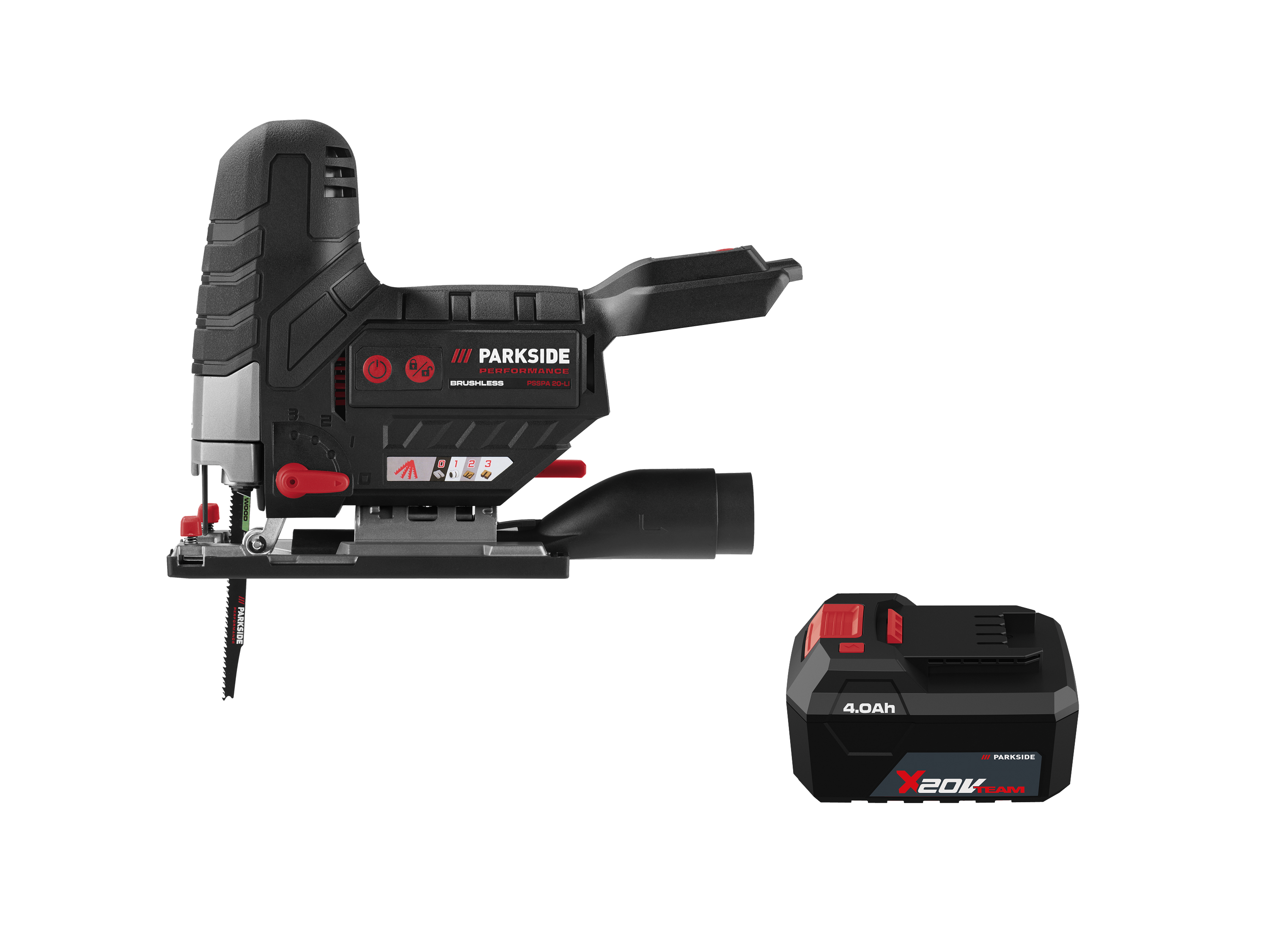 PARKSIDE PERFORMANCE® Zestaw 20 V: Akumulatorowa wyrzynarka i akumulator 4 Ah