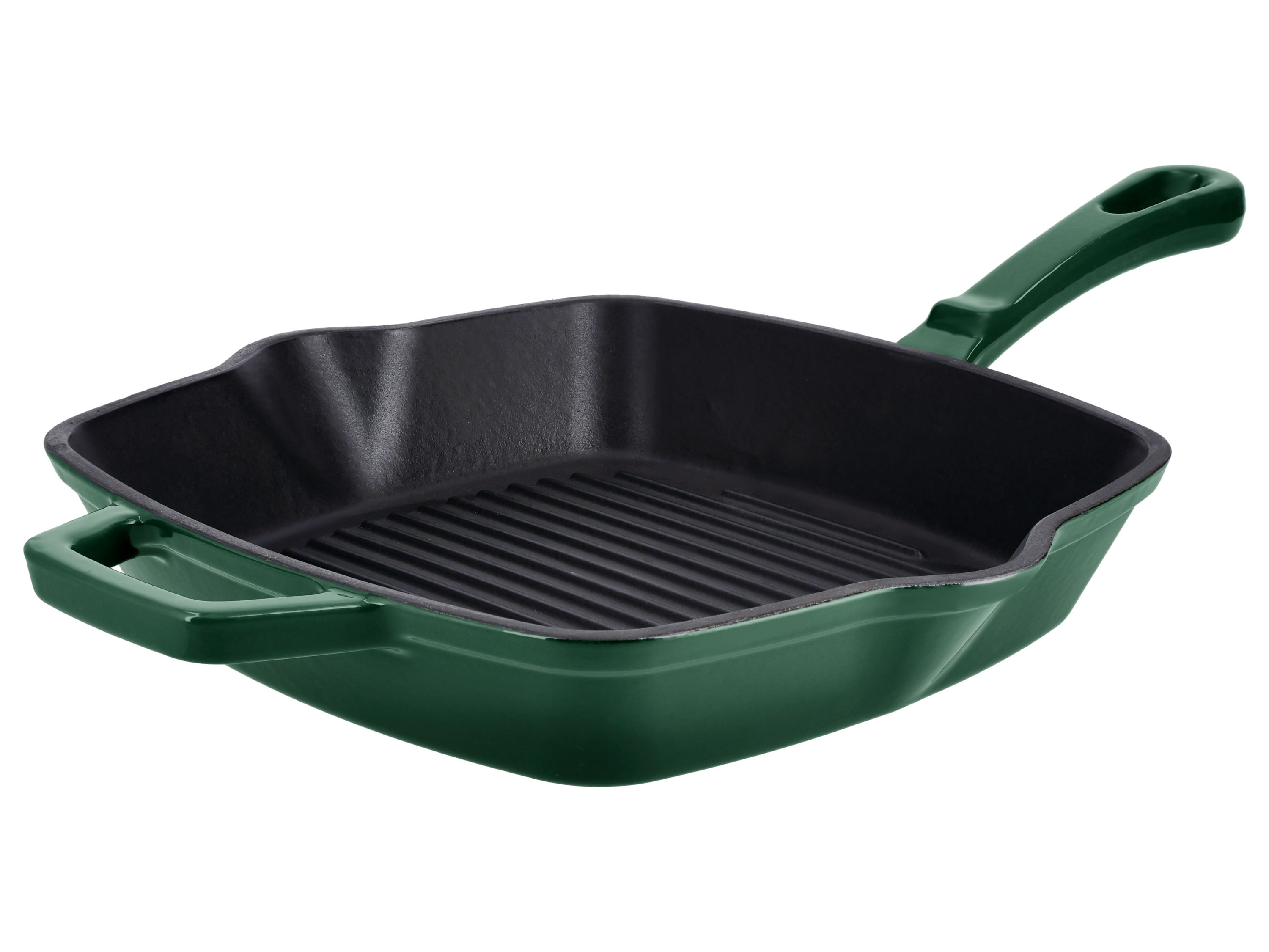 SILVERCREST® Żeliwna patelnia grillowa lub Żeliwna patelnia (Czworokątny, Zielony)
