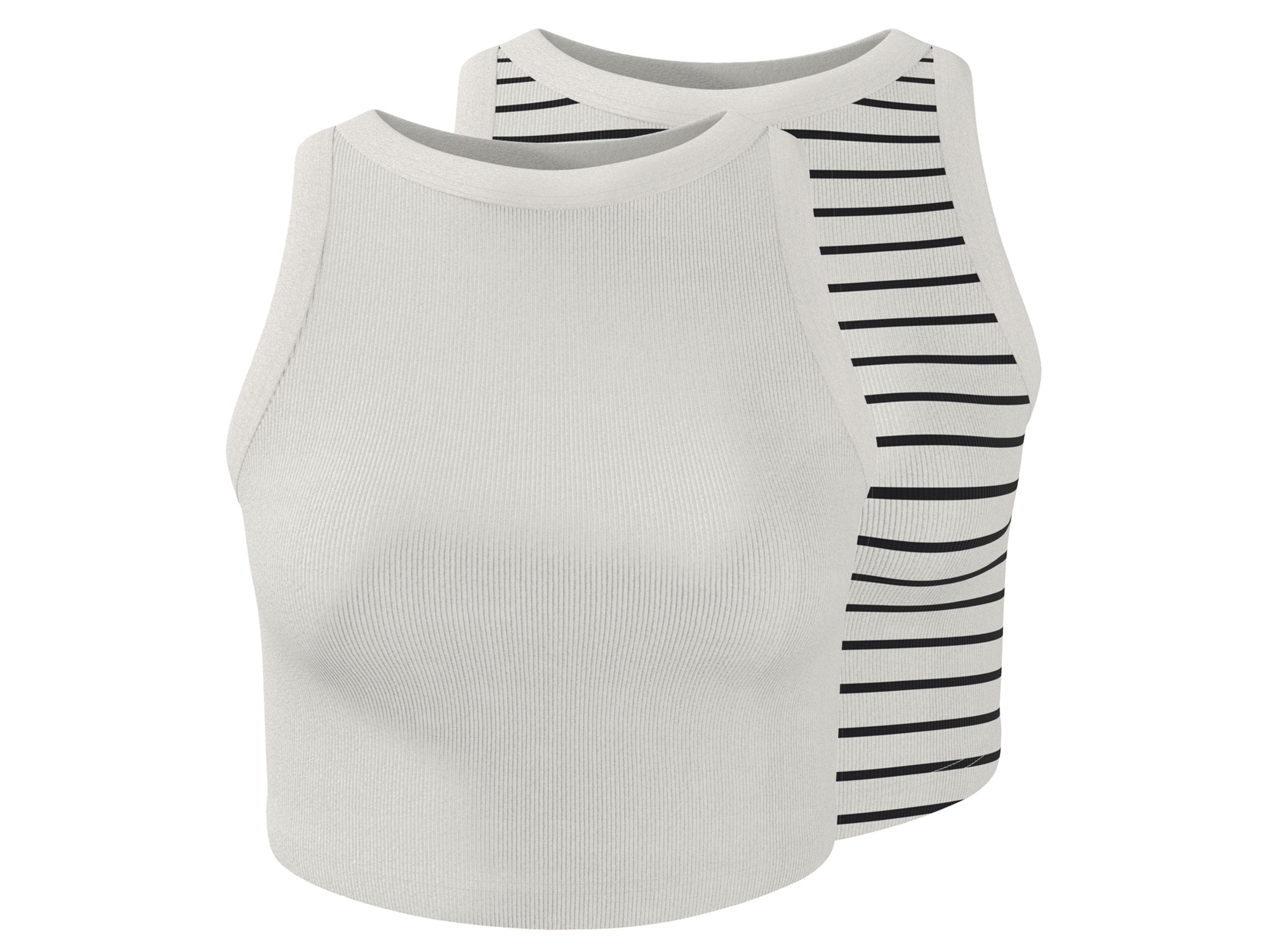 ESMARA® Crop topy damskie prążkowane z bawełną, 2 sztuki 