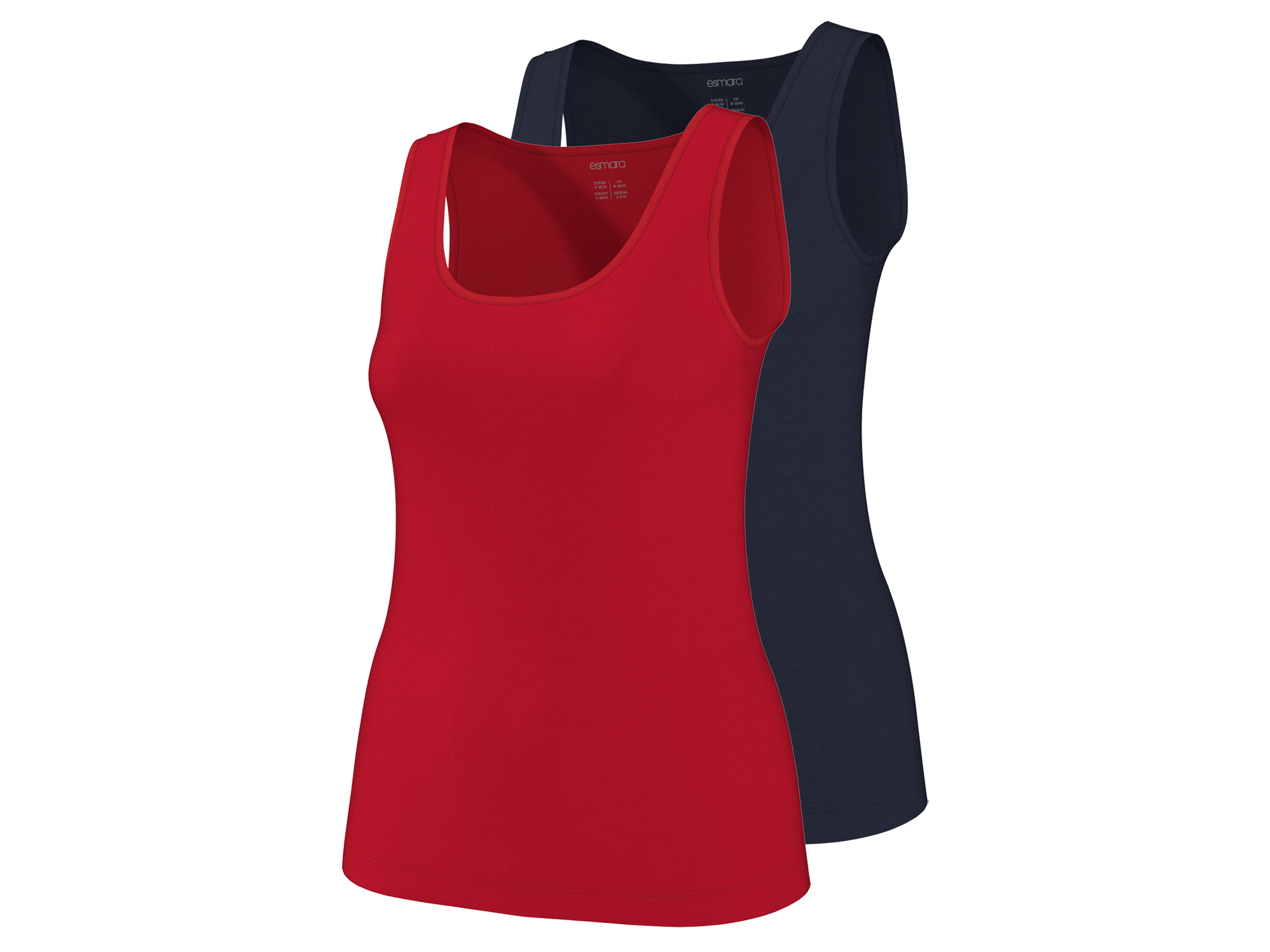 ESMARA® Topy damskie z bawełny organicznej, 2 sztuki 