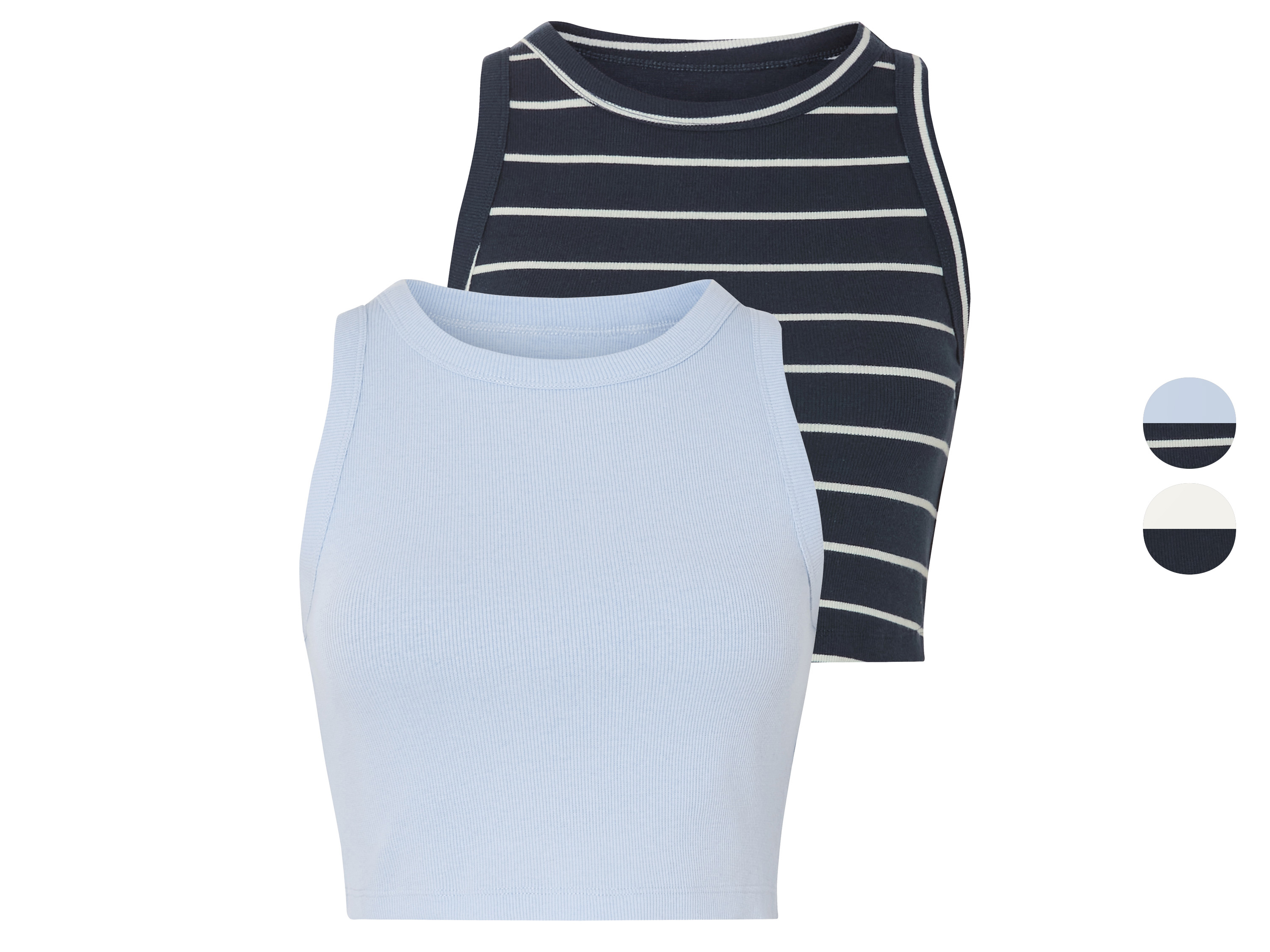 ESMARA® Crop topy damskie z bawełną, 2 sztuki