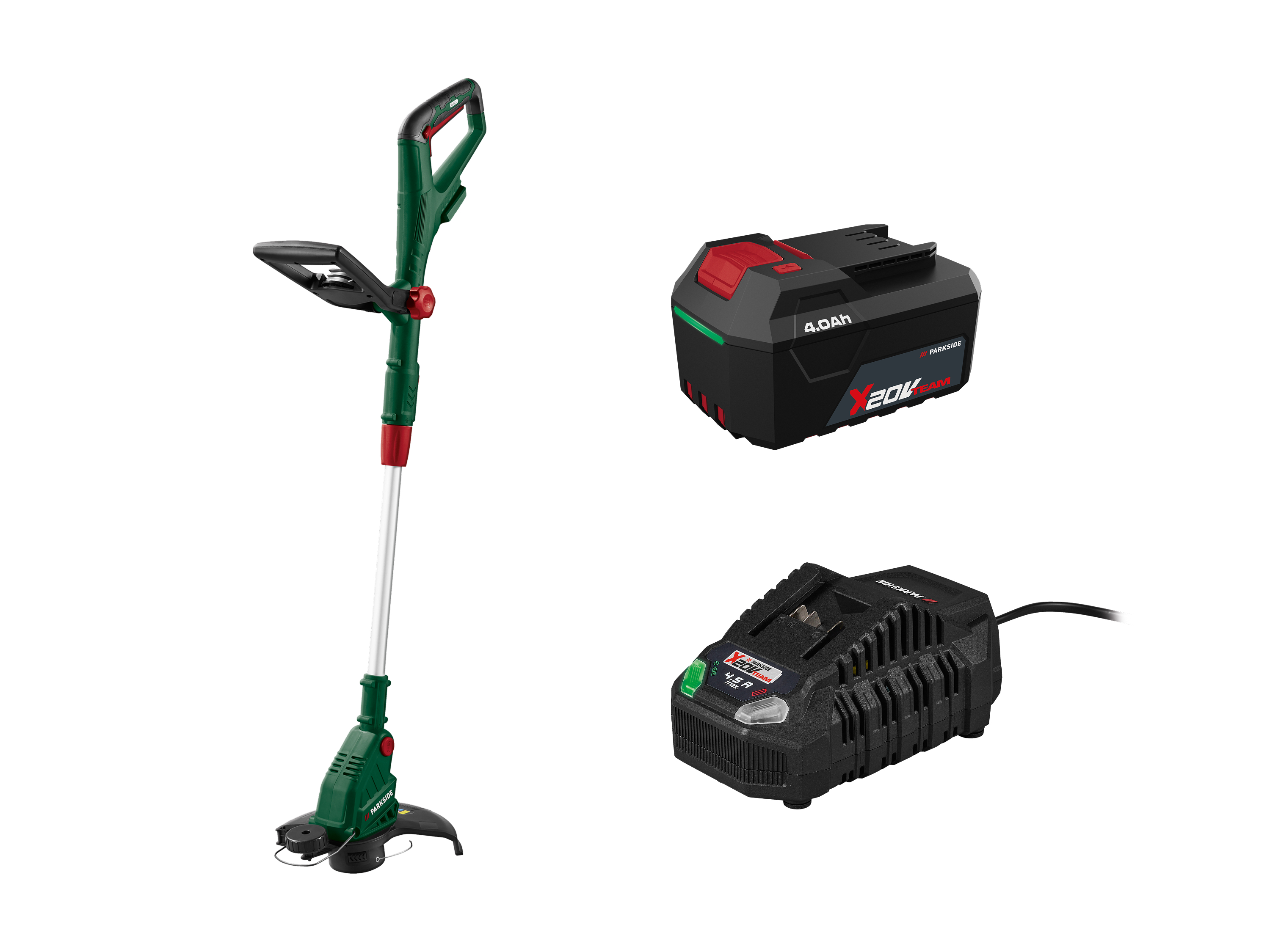 PARKSIDE® Zestaw Podkaszarka 20 V, z akumulatorem, 4 Ah i ładowarką, 4,5 A
