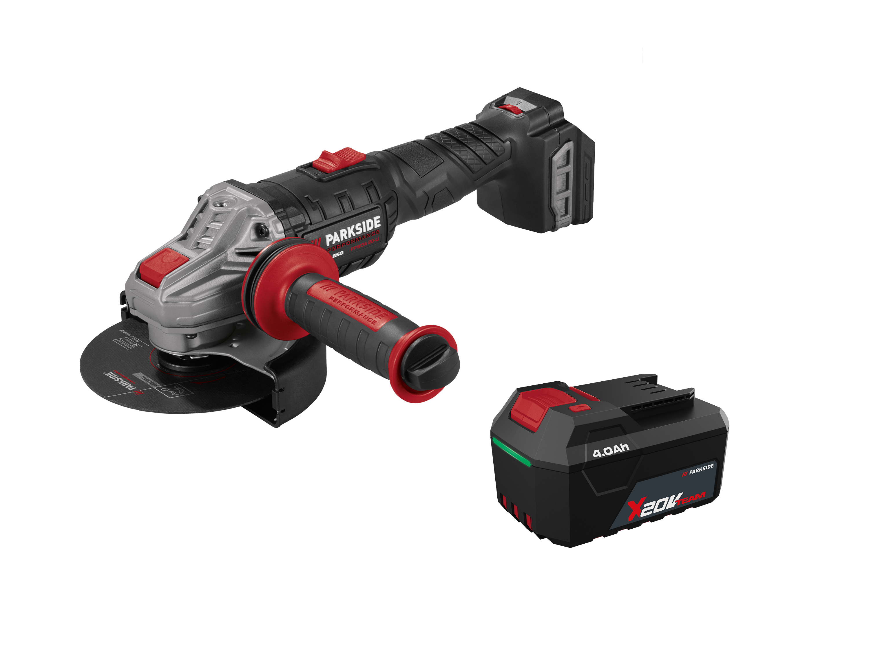 PARKSIDE PERFORMANCE® Akumulatorowa szlifierka kątowa 20 V PPWSA 20-Li A1 z akumulatorem litowo-jonowym 20 V 4 Ah PAP 204 A1