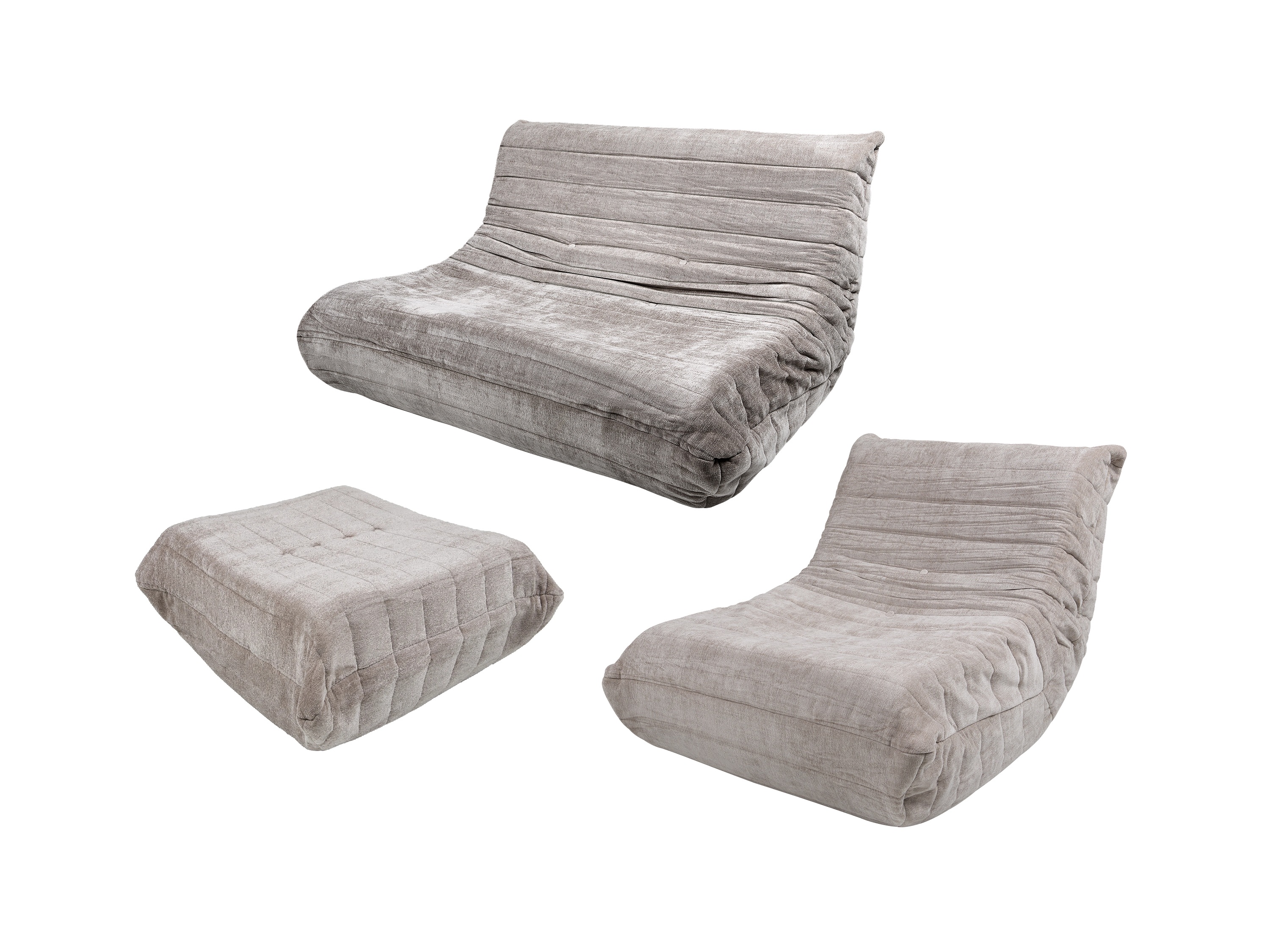 LIVARNO® Zestaw wypoczynkowy: sofa 2-osobowa, z fotelem i pufą, beżowy